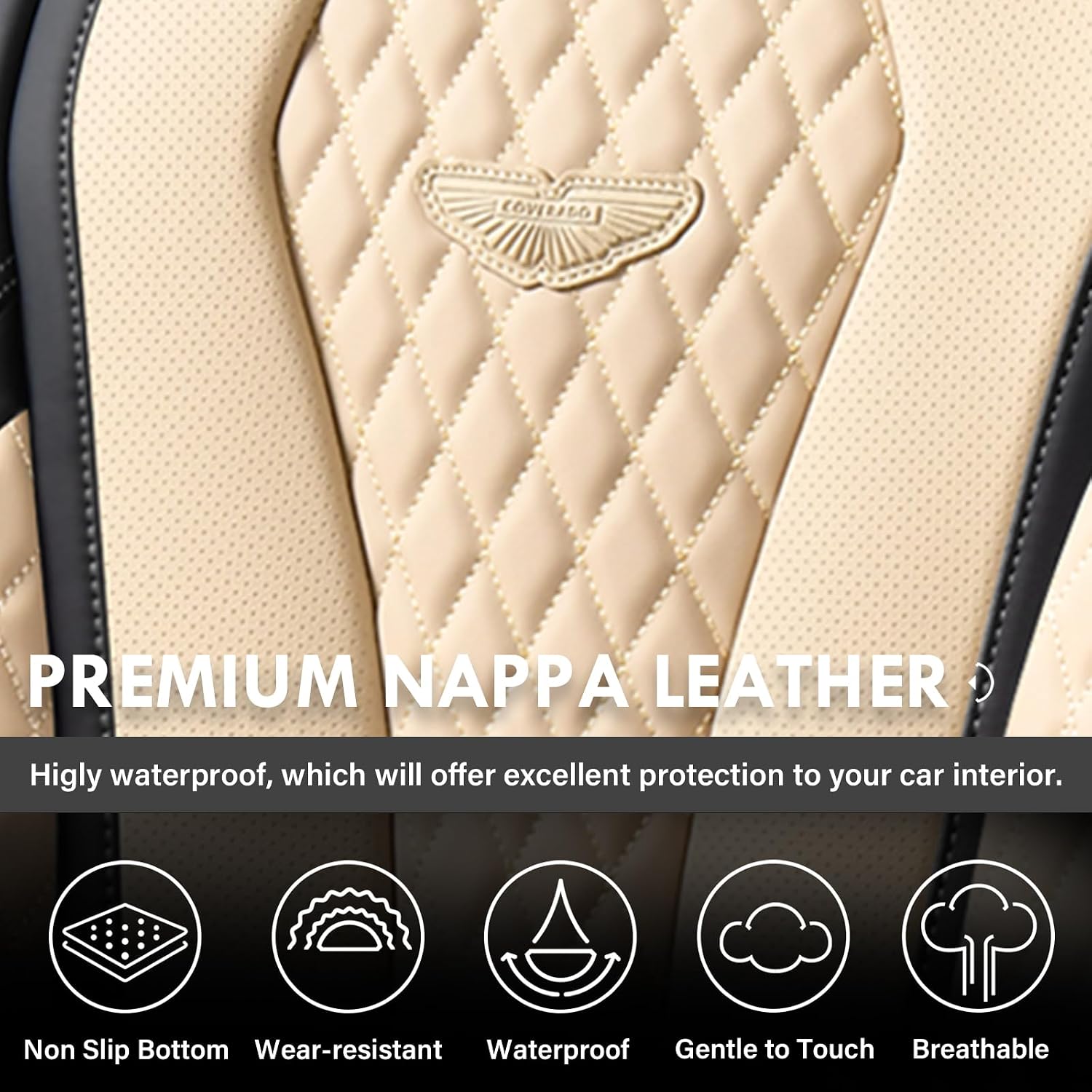 Thumbnail 6 de Coverado Leather Car Seat Covers Full Set in Beige