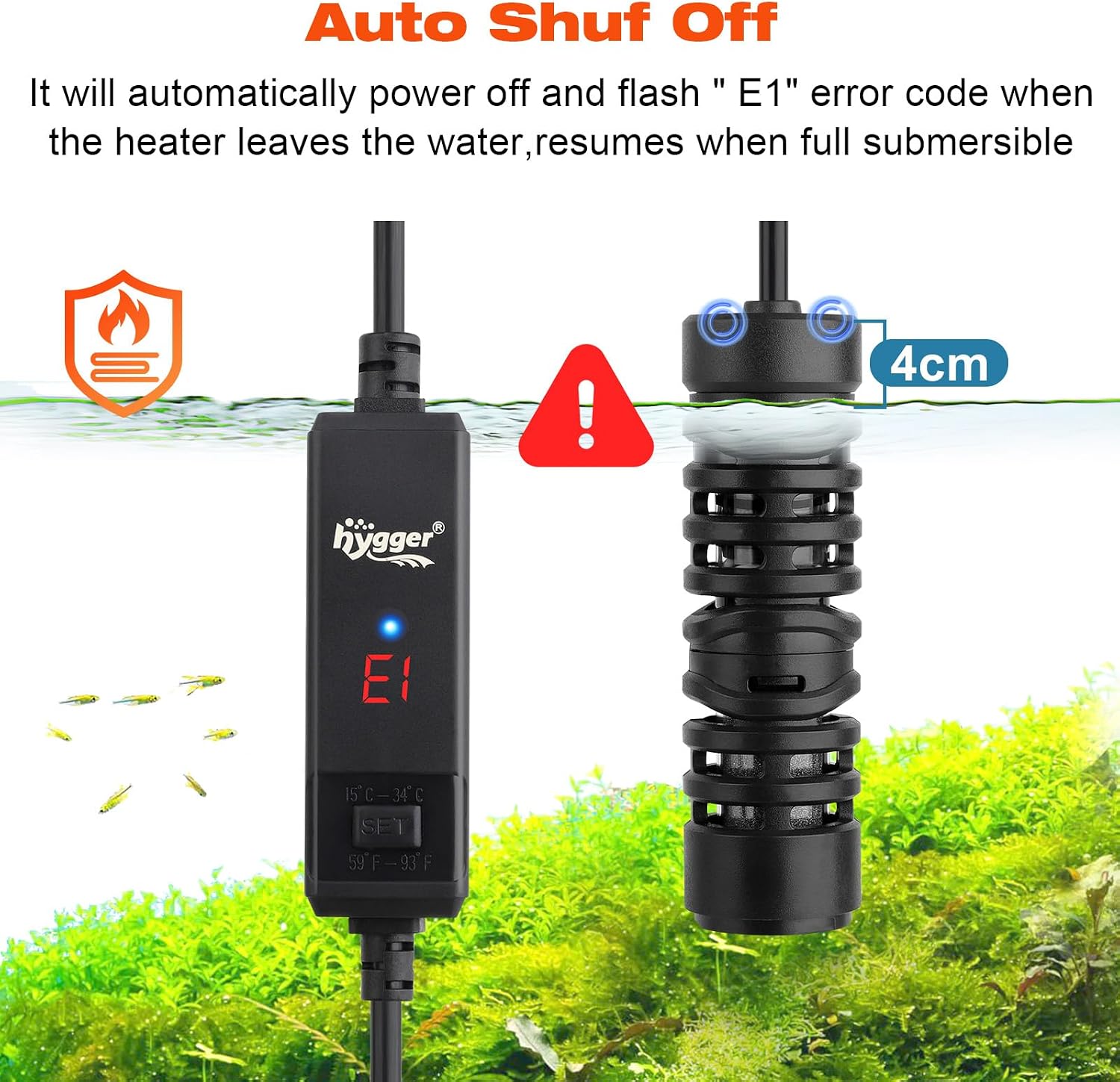 Thumbnail 2 de hygger Submersible Aquarium Heater 25W