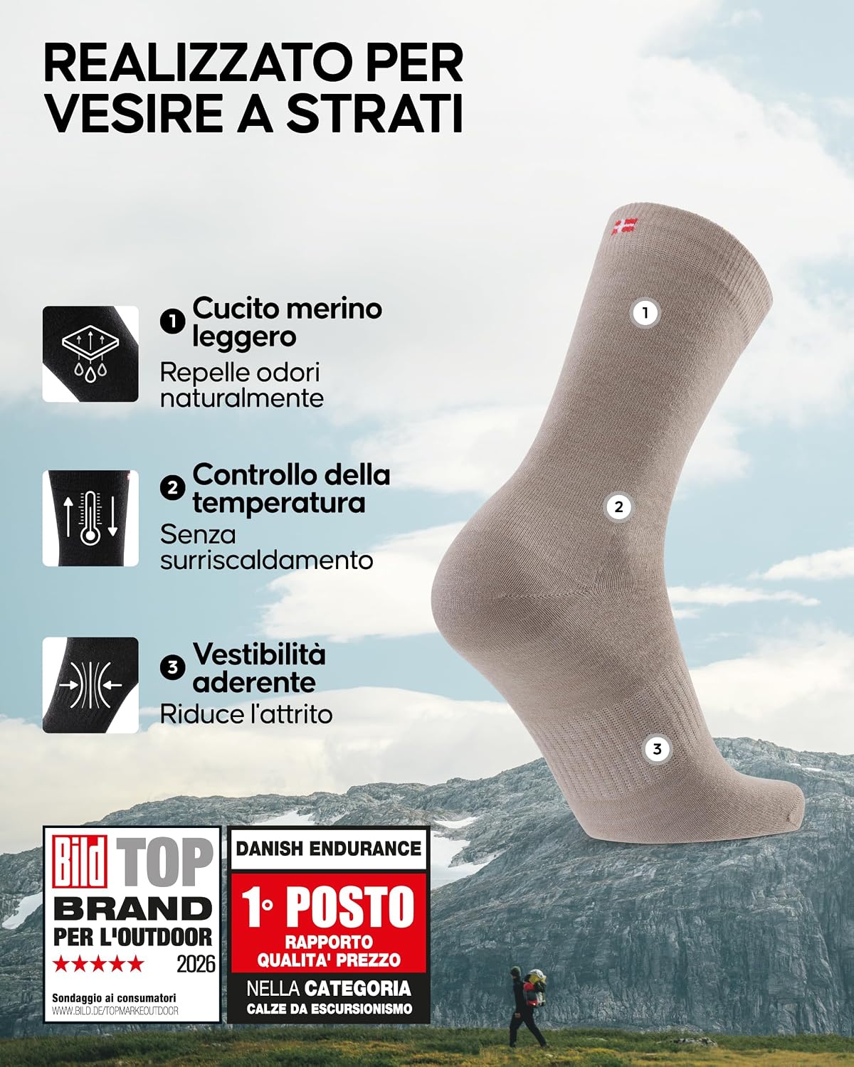 Detalle 2 de Danish Endurance calzini lana merino 2 paia