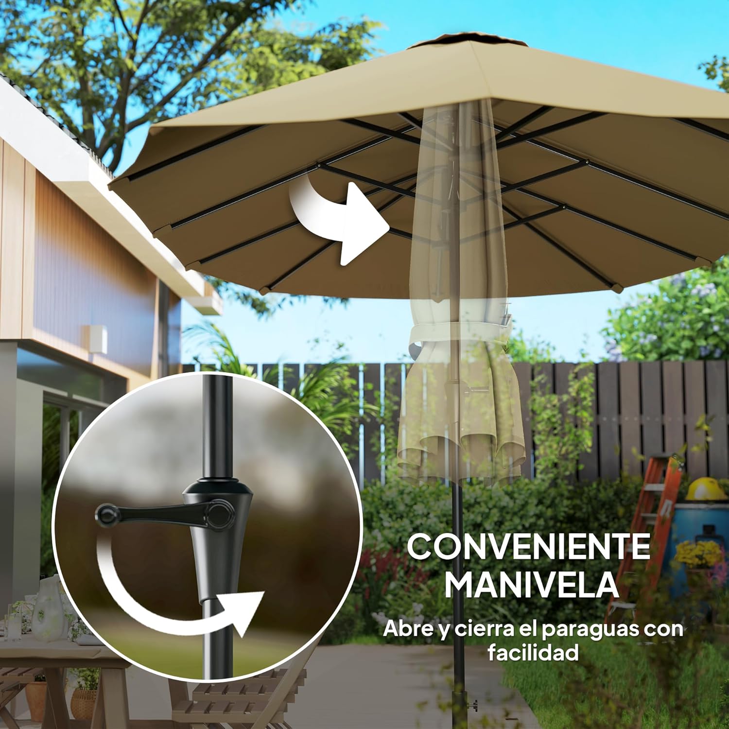 Thumbnail 3 de Outsunny Sombrilla Doble 4x2 m para terraza