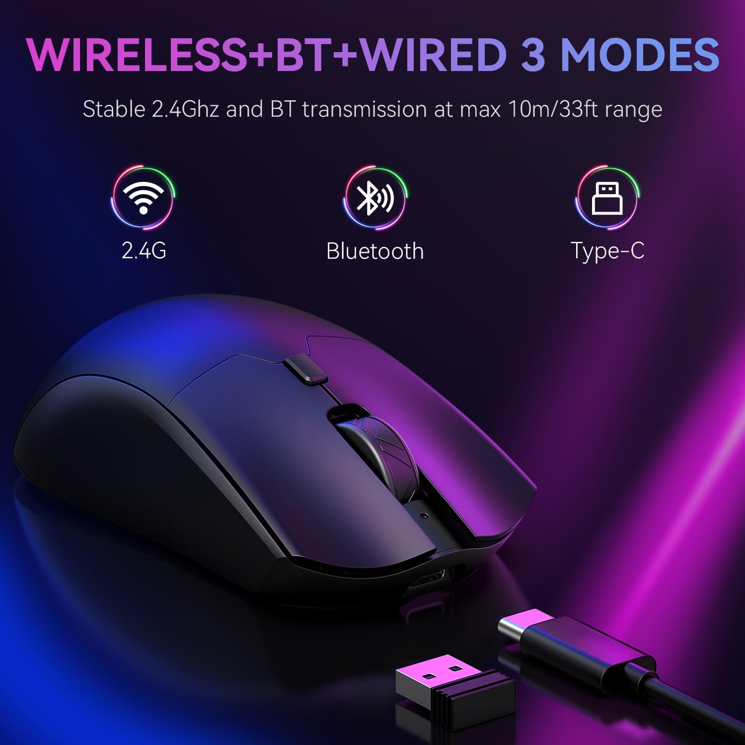 Thumbnail 1 de WizBolt Wireless Gaming Mouse (6400 DPI) with Tri-Mode Connectivity