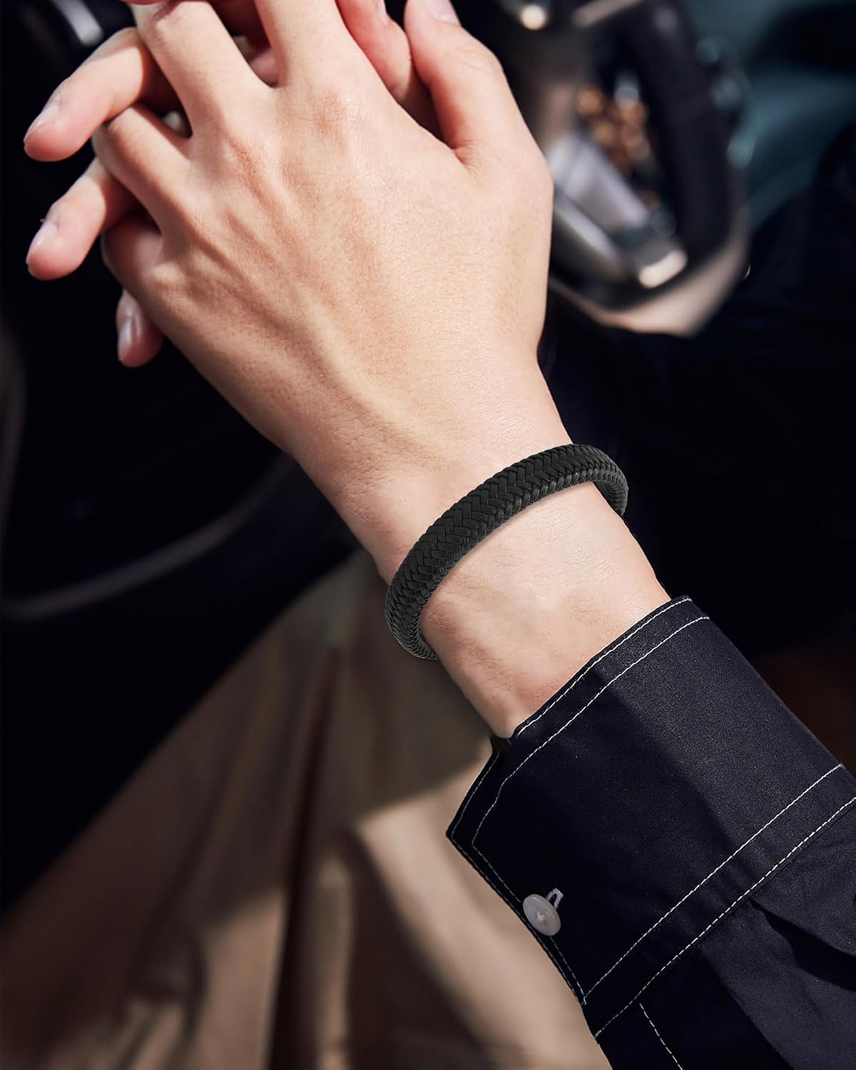 Thumbnail 5 de CheersLife Pulsera cuero negro 20-21,5 cm