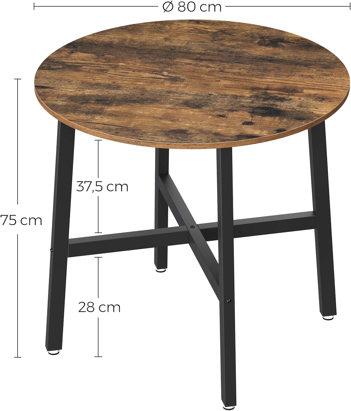Thumbnail 2 de VASAGLE BARNET KDT080B01 Round Dining Table, 80 cm, Steel Frame