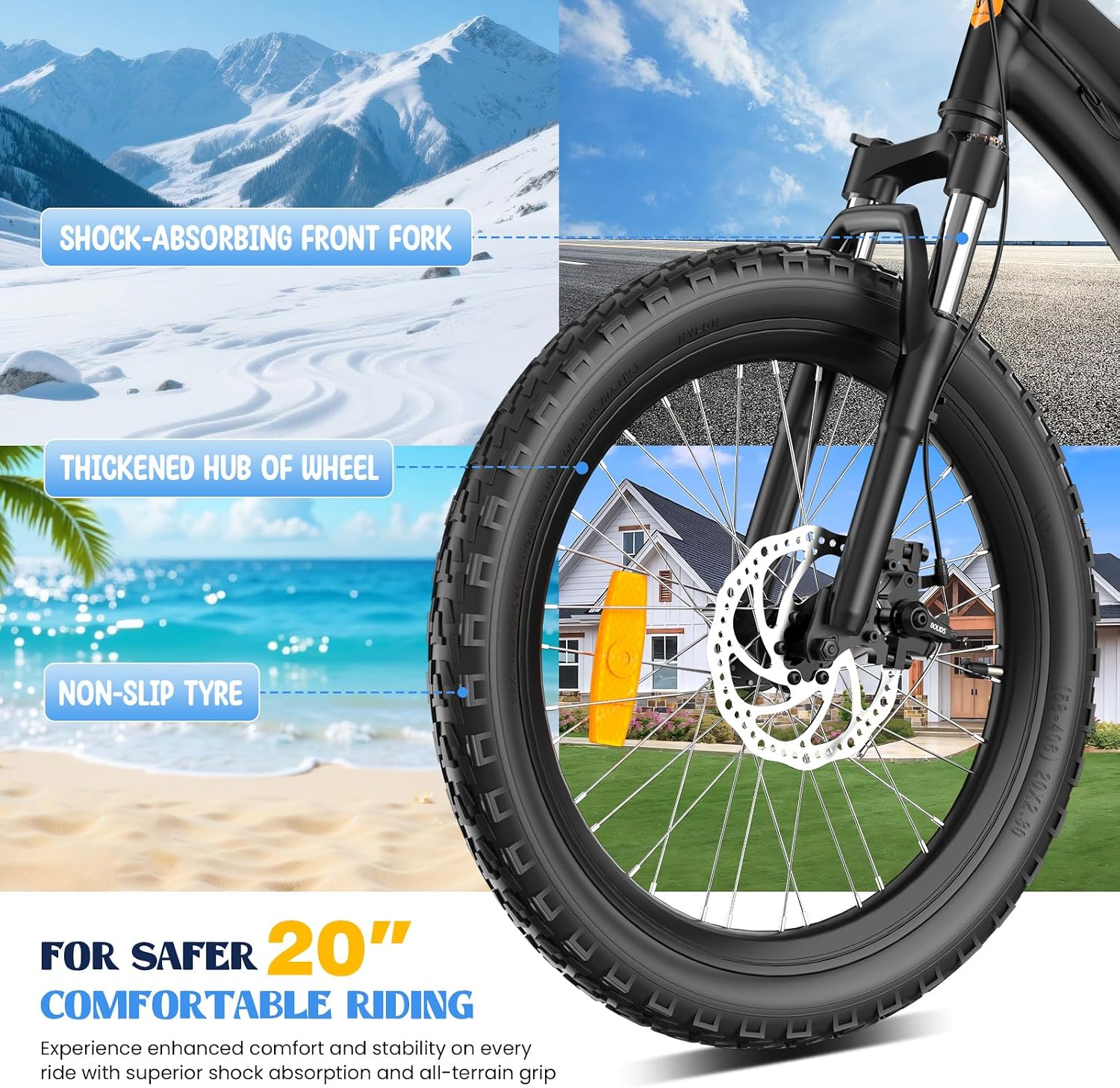 Detalle 2 de EVERCROSS EM5 Bici Bambino 20'': MTB Junior con 7 velocità, freno disco e forcella ammortizzata