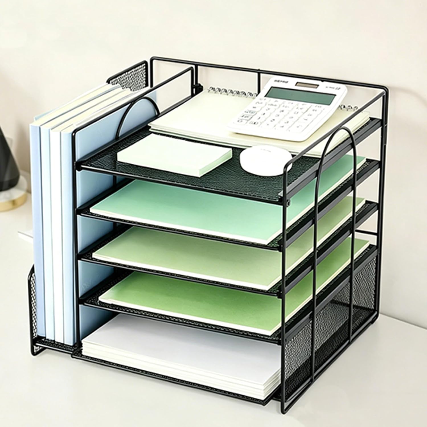 Thumbnail 6 de Pygocereri 5-Tier Desk Organiser with File Holder (Black) – Paper tray and magazine rack