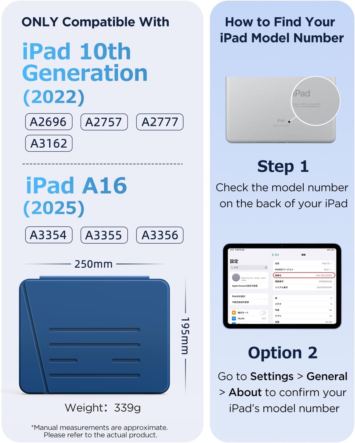 Detalle de CACOE Case for iPad (A16) 11th/10th Gen with Pencil Holder — Sea Blue