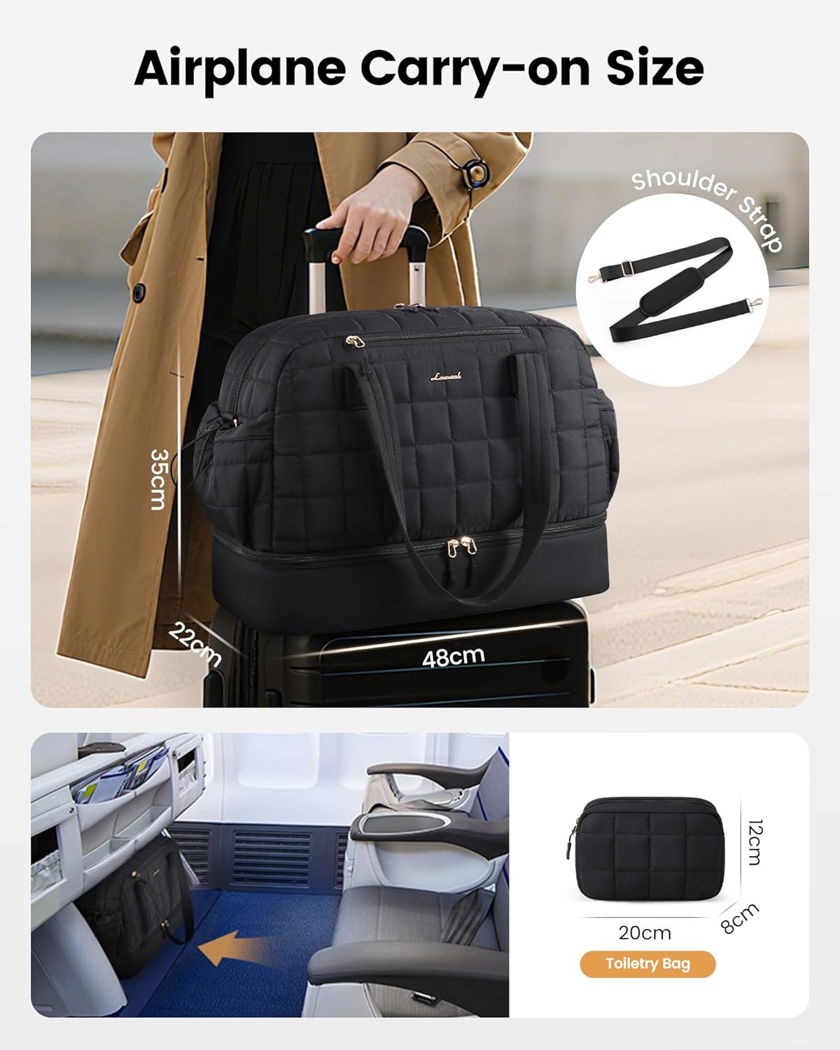 Detalle 2 de LOVEVOOK Reisetasche 35L mit Schuhfach
