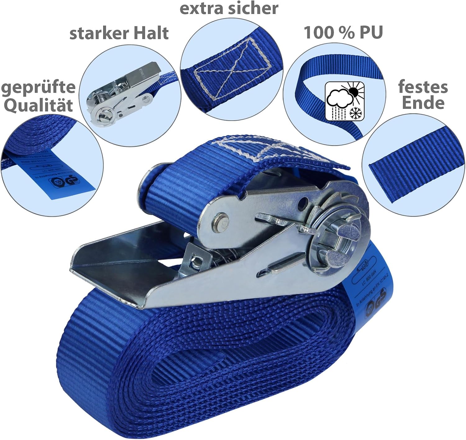 Detalle 1 de Spannngurt mit Ratsche 4er Set 4 m
