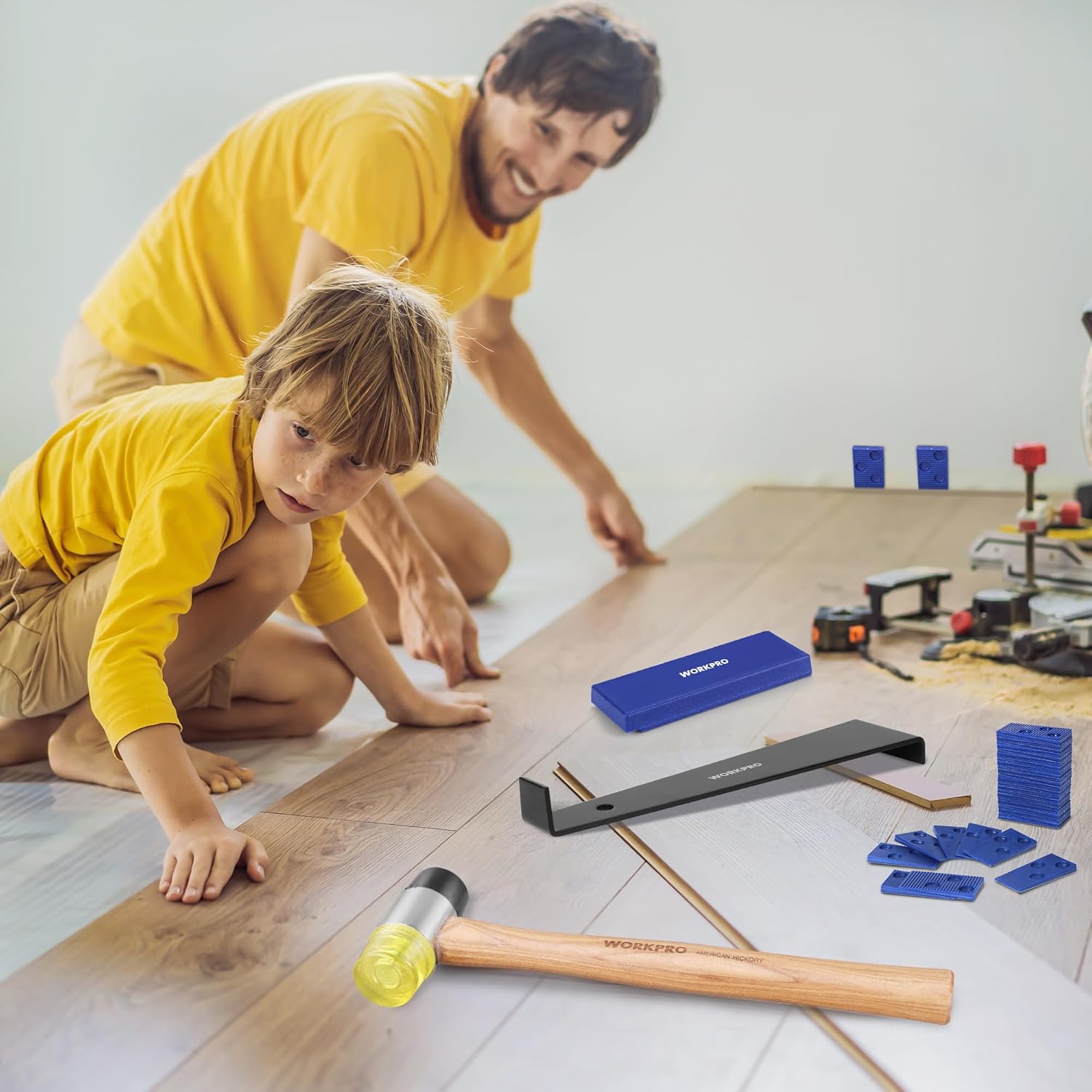 Thumbnail 6 de WORKPRO Kit pavimenti in laminato: martello rinforzato, barra di trazione, blocco per maschiatura e 30 distanziatori