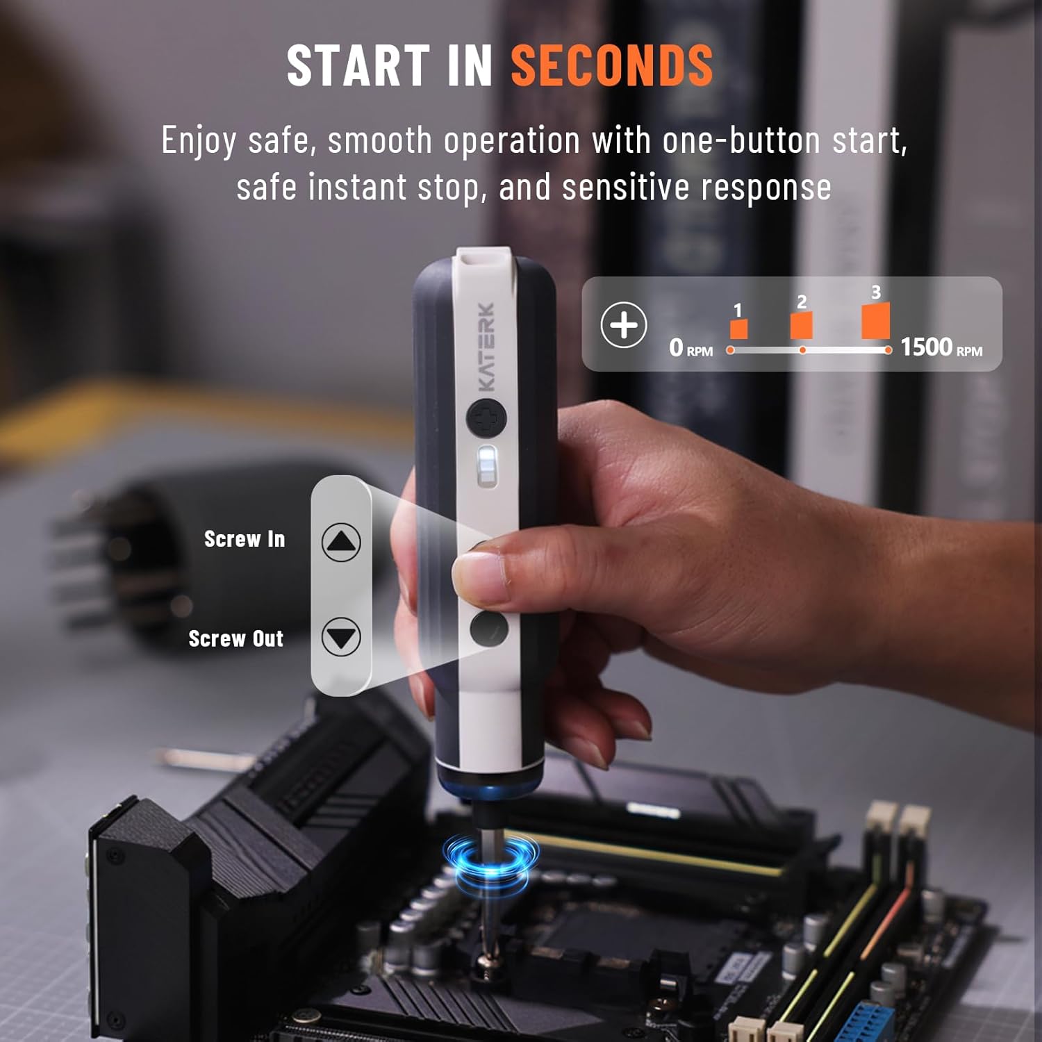 Thumbnail 3 de KATERK Cordless Electric Screwdriver: USB-C Rechargeable, LED Light & 12 Magnetic Bits