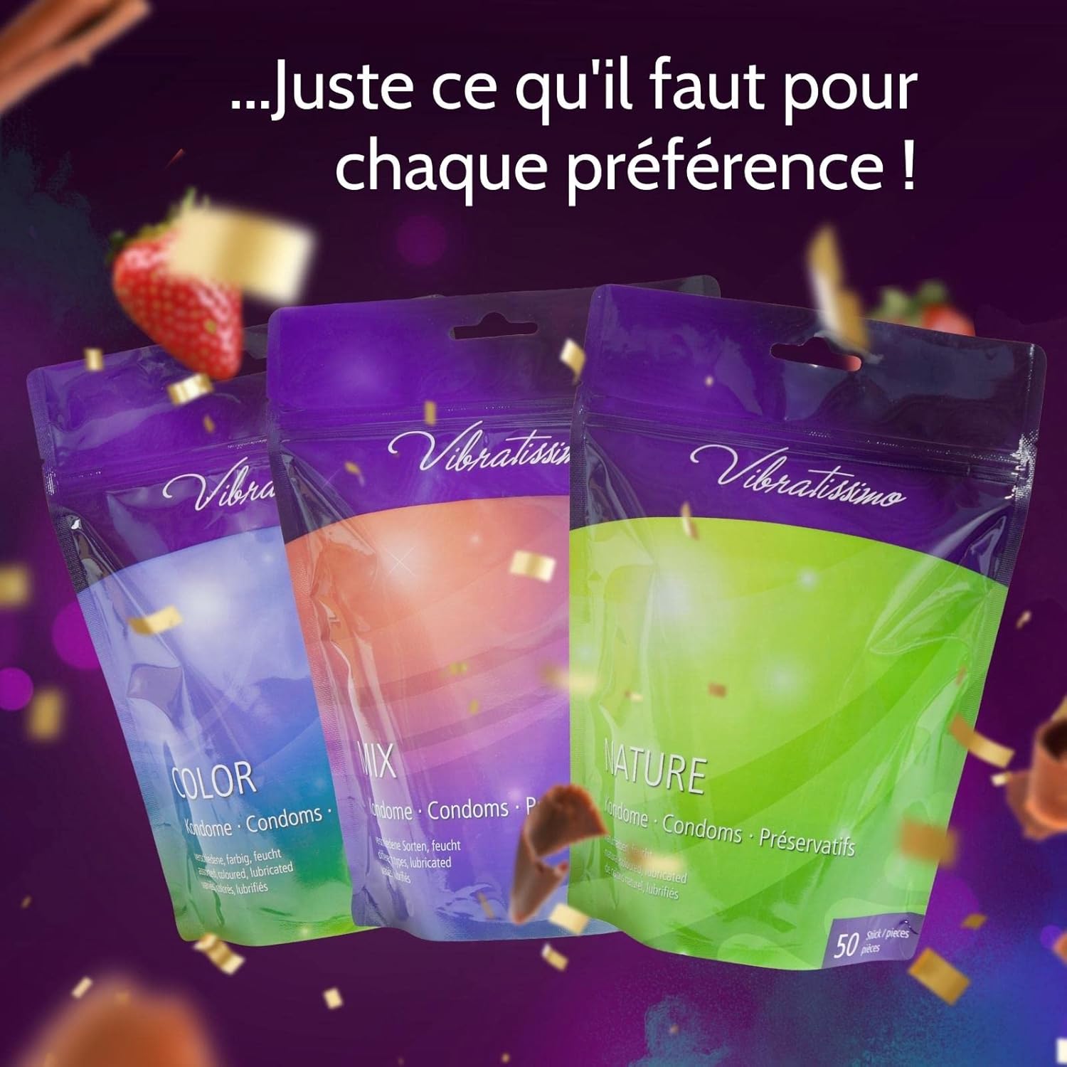 Thumbnail 5 de Vibratissimo Préservatifs Mix Sensationnels extra lubrifiés – lot de 50 (fins, nervures/stries)