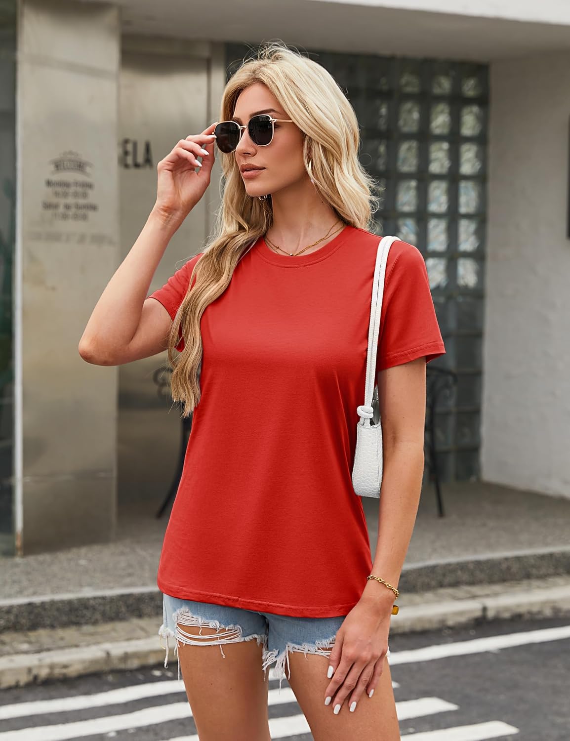 Thumbnail 3 de TACVASEN Women's Cotton Short-Sleeve Crewneck T-Shirt