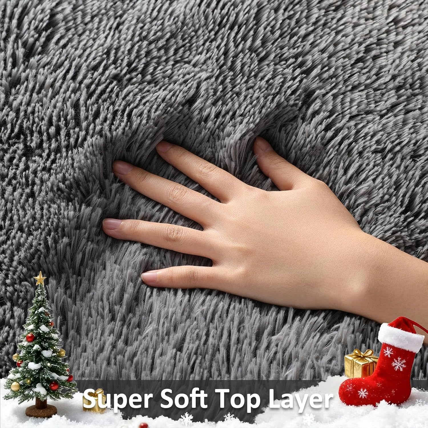 Detalle 2 de Ophanie Area Rug 9x12 Gray Shag ๐