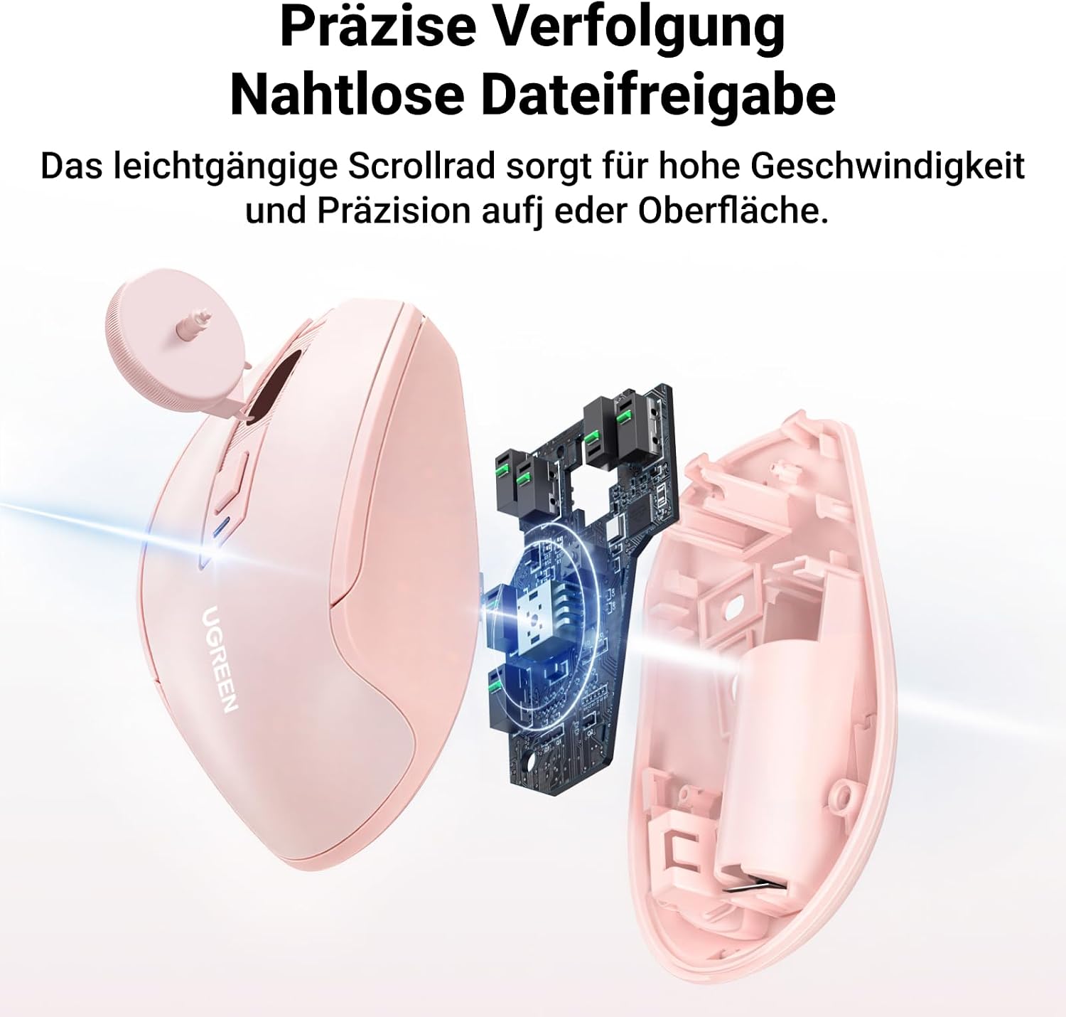 Thumbnail 6 de UGREEN 2.4G kabellose Maus – 4000 DPI, ergonomisch, 18 Monate Akkulaufzeit (Rosa)