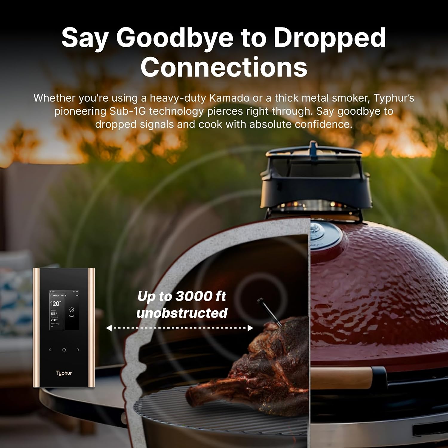 Detalle de Typhur Sync Gold Dual Wireless WiFi Meat Thermometer (2 Slim Probes, Smart Base) with Carrying Case