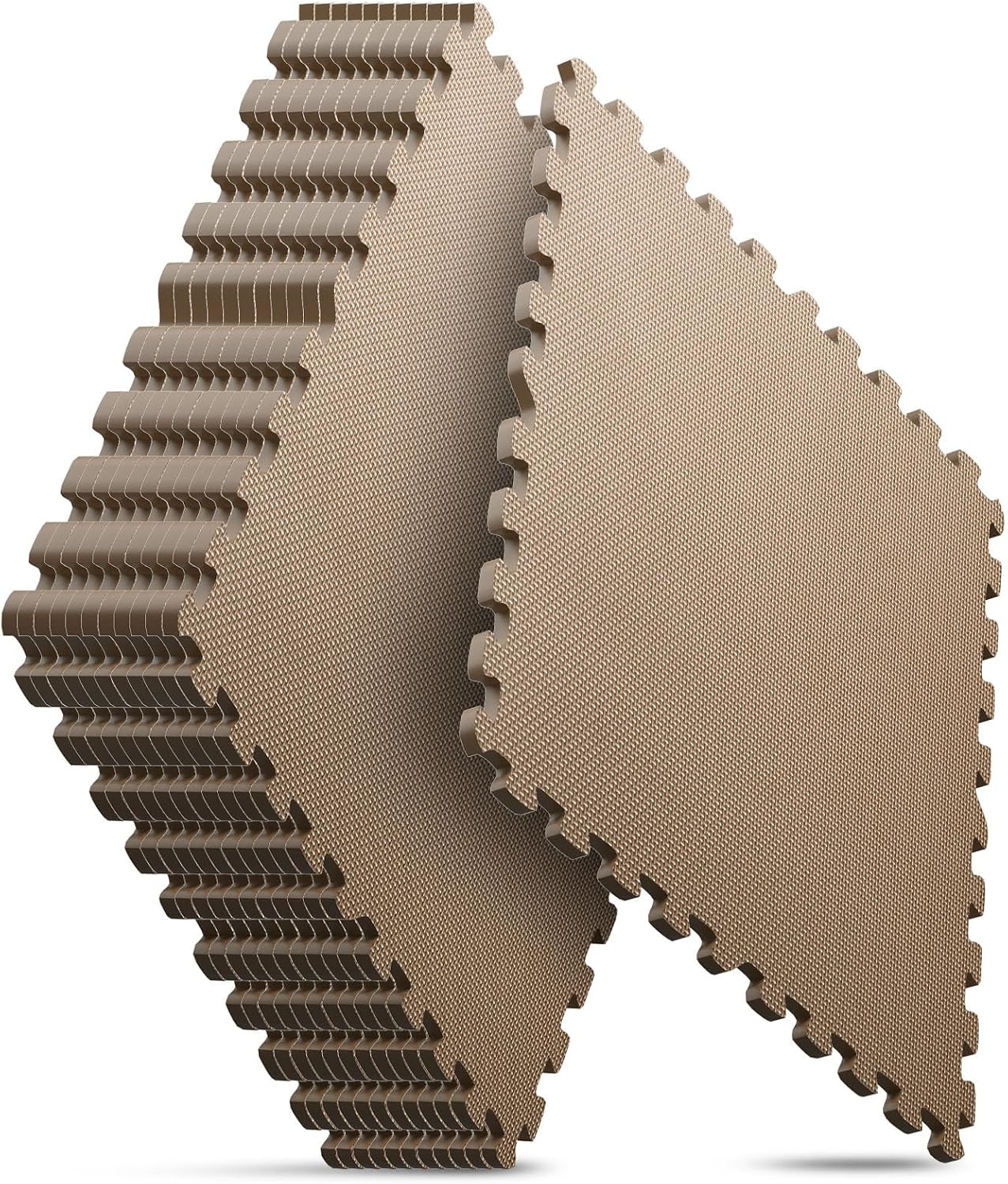 Detalle de Nazhura GYM MATS Home Gym Floor Tiles, 12-Pack, Brown, 24 x 24 in