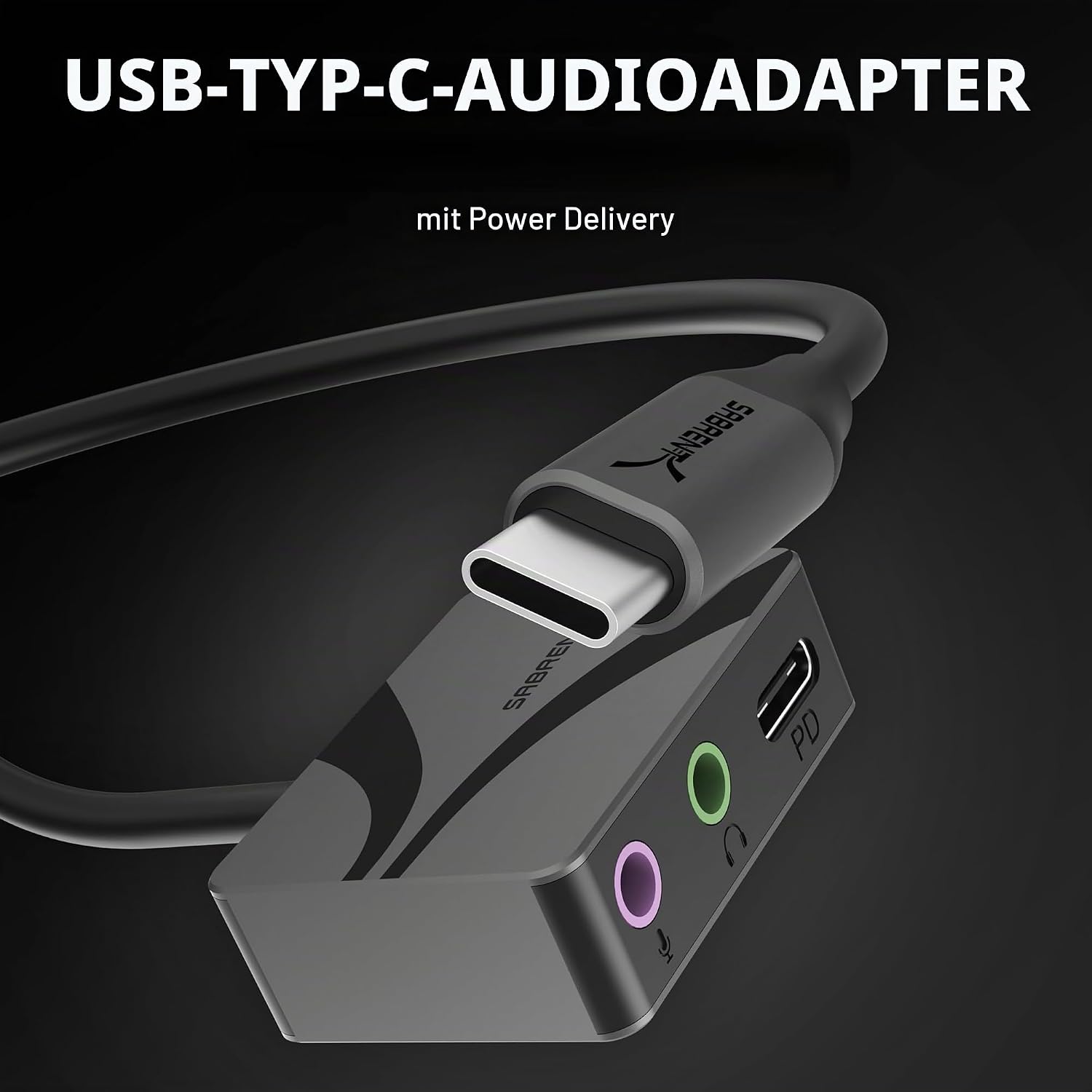 Detalle 2 de SABRENT USB-C Audio Adapter 24-Bit 96 kHz