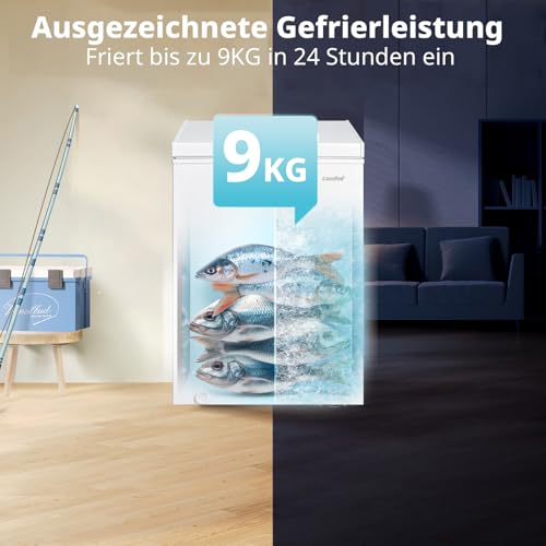 Detalle de Comfee 198L Gefriertruhe – Freistehend, leiser Inverter-Kühlkomfort