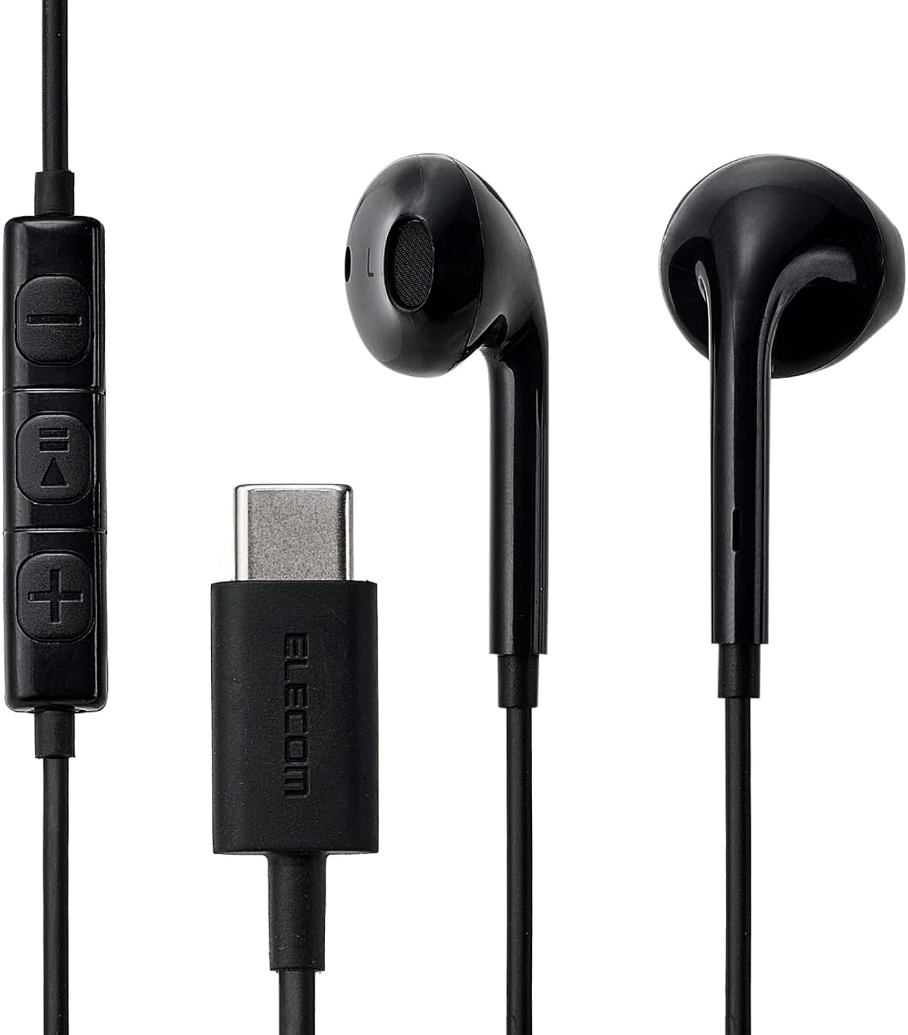 Detalle de エレコム EHP-DF18IMBK-EC USB Type-C有線イヤホン 14.2mmドライバー・マイク付き