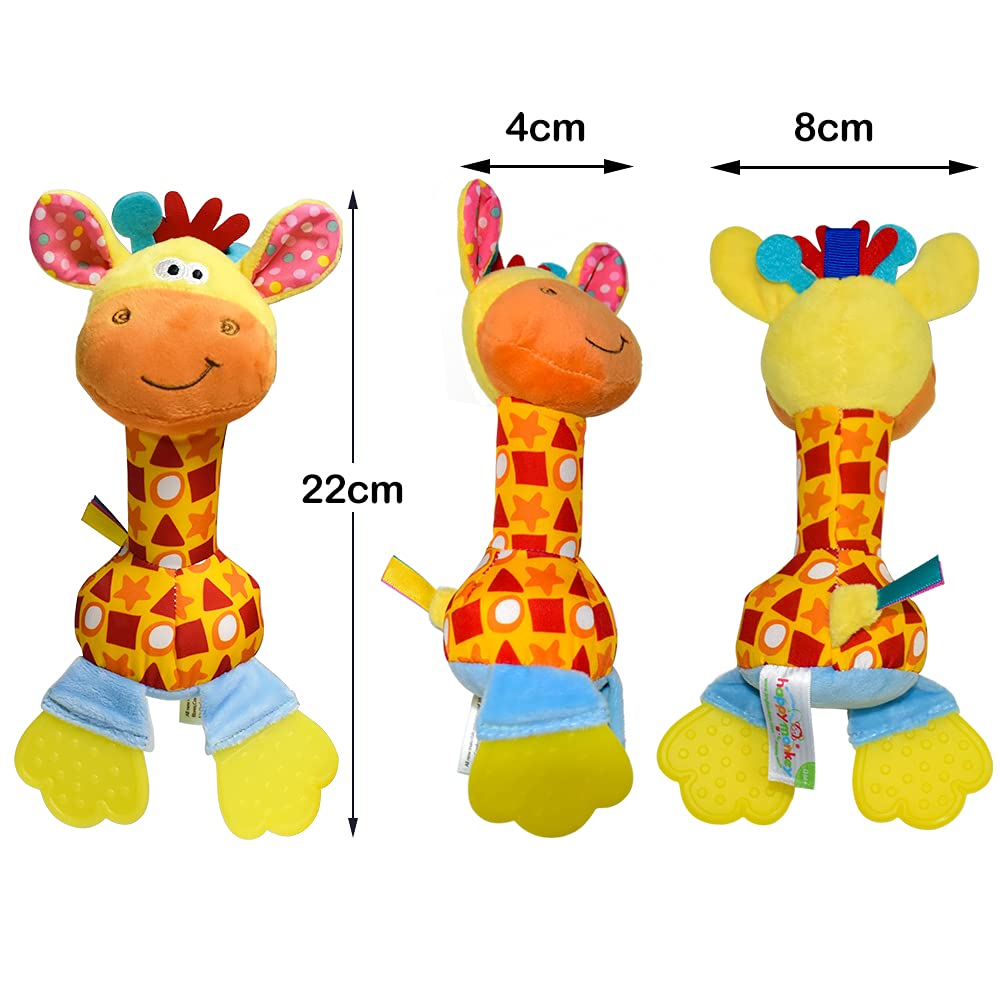 Detalle 2 de HUADADA Colorful Giraffe Baby Rattle with Plush Grip, Chime and Teether