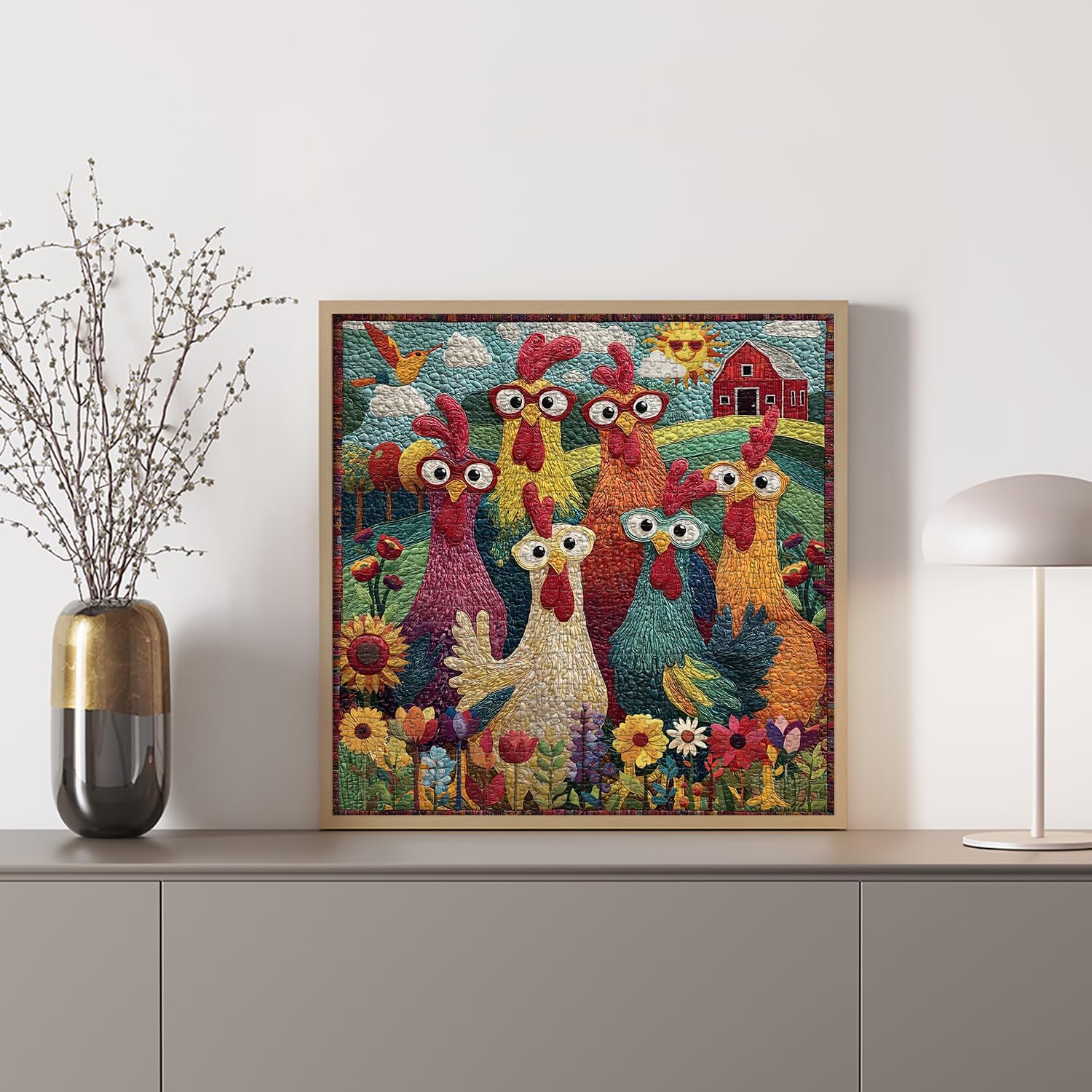 Detalle de PICKFORU Chicken Puzzles for Adults 1000 Piece: Funny Chicken Jigsaw Puzzle with Rooster-Themed Garden Scene