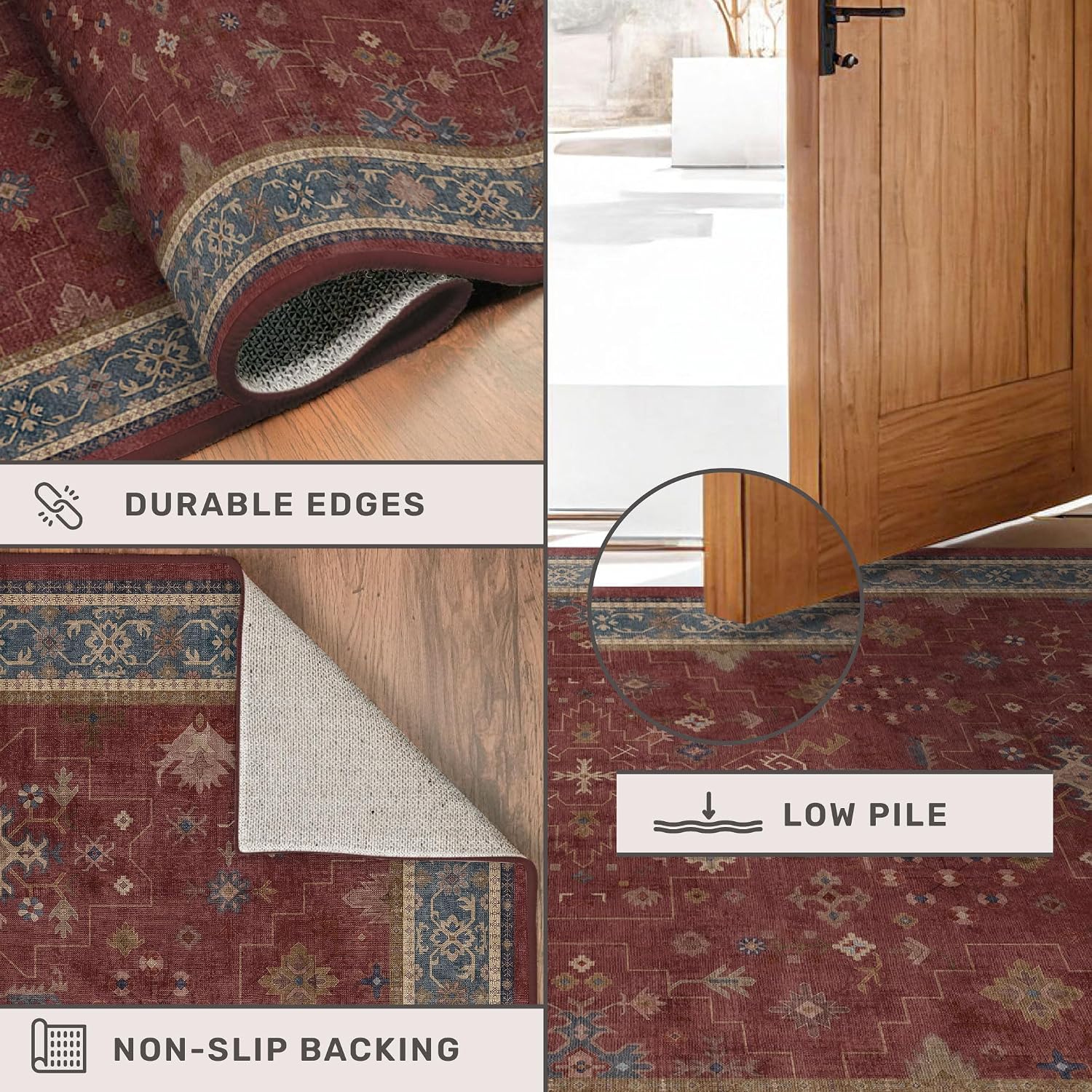 Thumbnail 4 de Hazo Haus Moroccan Rug 10 x 14 in, Dark Red