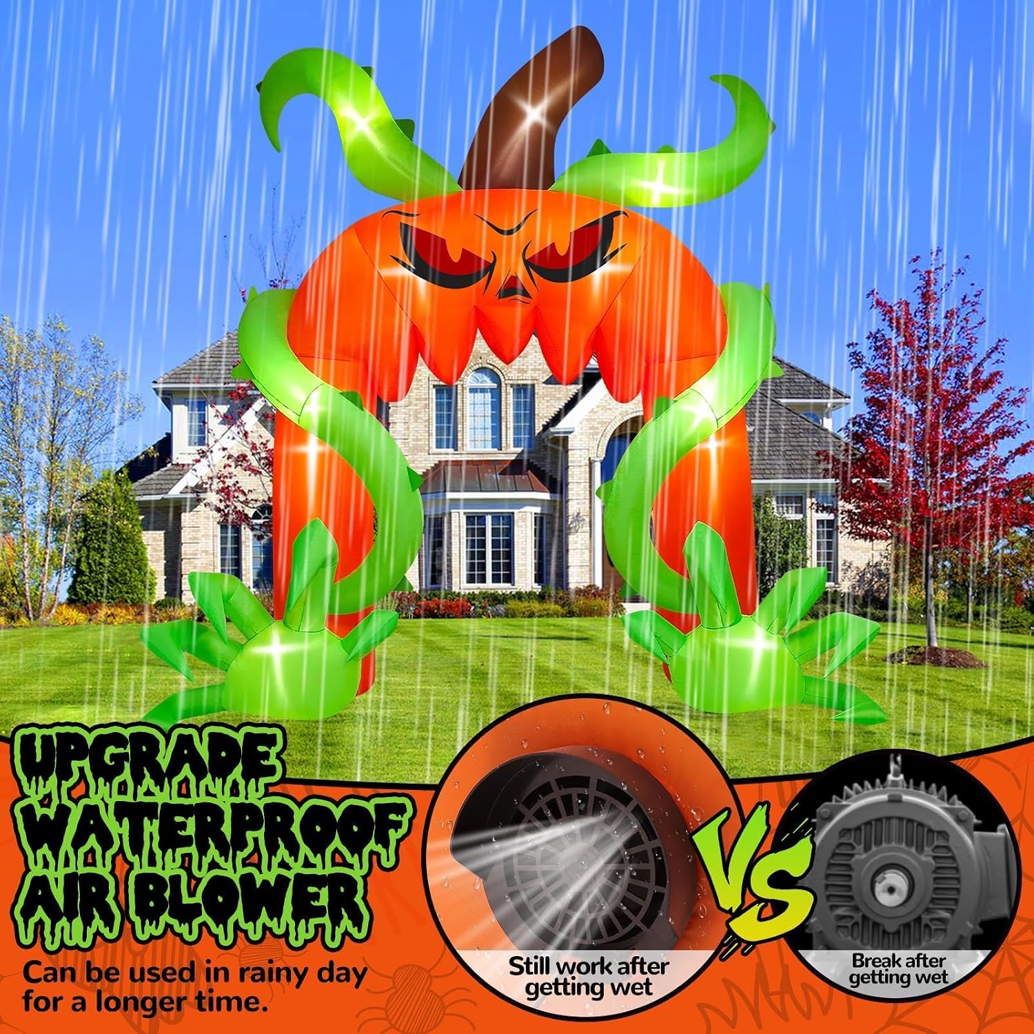 Detalle de Kalolary-Y319 12FT Halloween Pumpkin Arch Inflatable with Multicolor LEDs