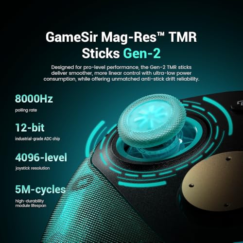 Detalle de GameSir G7 Pro 8K: Manette Sans Fil Esports avec 8000Hz, Sticks Mag‑Res TMR Gen‑2 et Touches Macro