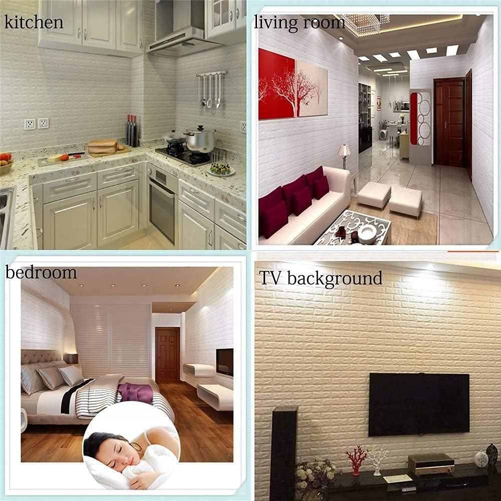 Thumbnail 2 de 10 PCS 3D Brick Wallpaper 13×15’’ DIY Self-Adhesive Wall Tiles