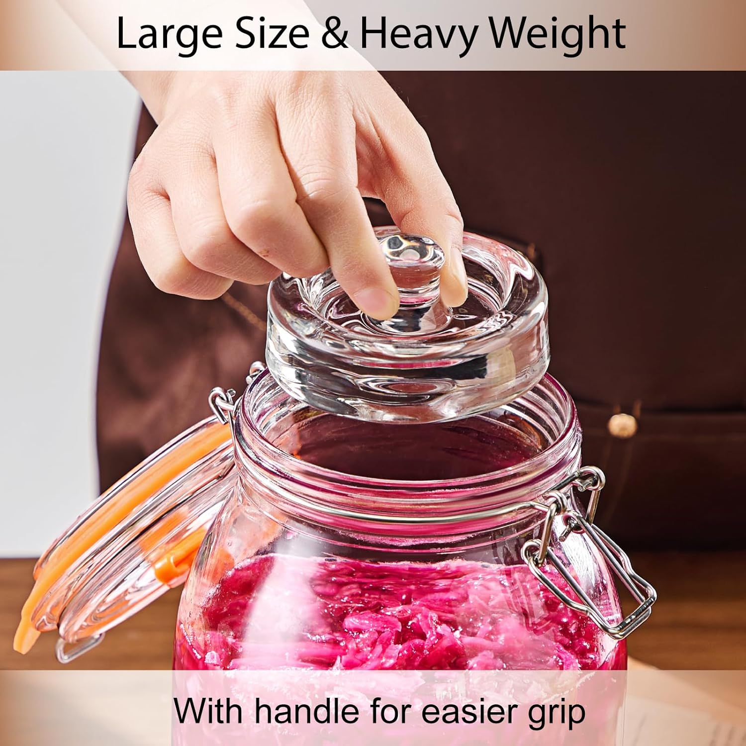 Detalle de Glolaurge 1.8L Wide Mouth Fermentation Jar (Pack of 2) with Airlocks, Weights & Accessories