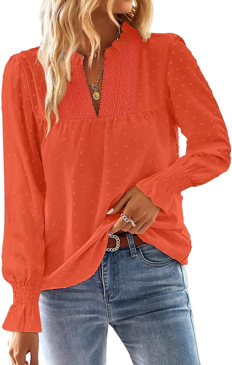 Thumbnail 6 de Falechay Boho V Neck Swiss Dot Top 2026