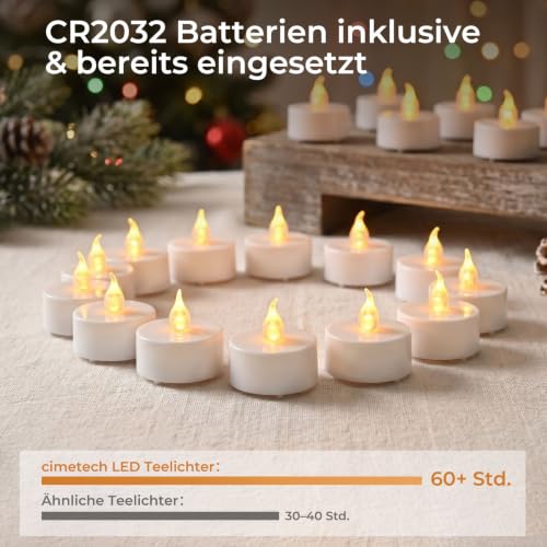 Detalle de cimetech 12 LED Teelichter mit Timer & Fernbedienung – flammenlose Kerzen