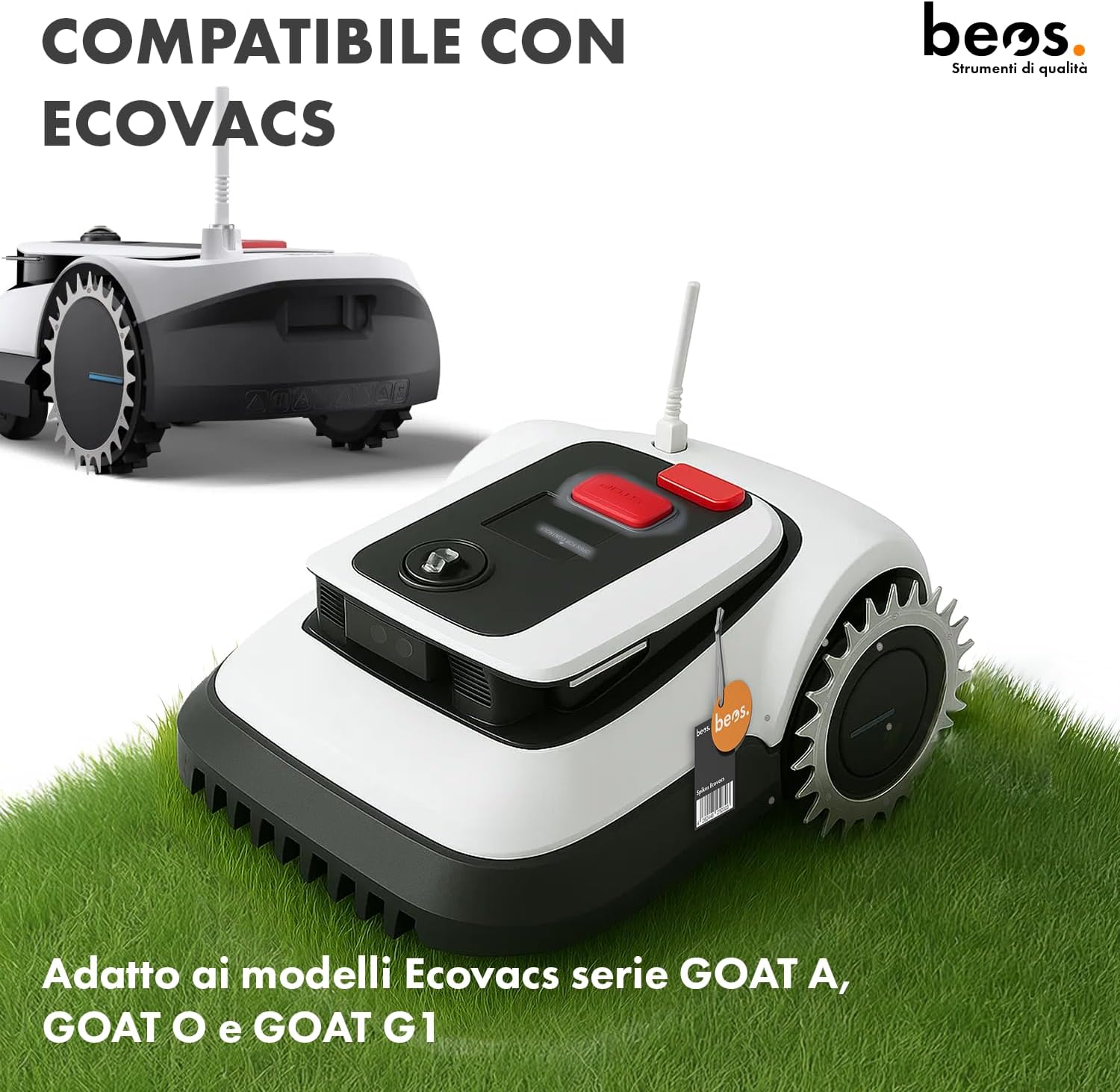 Thumbnail 1 de BEOS puntine in acciaio inox premium per Ecovacs (finitura lucida, fori per viti ribassati) per GOAT Serie-A, Serie-O e Serie-G1