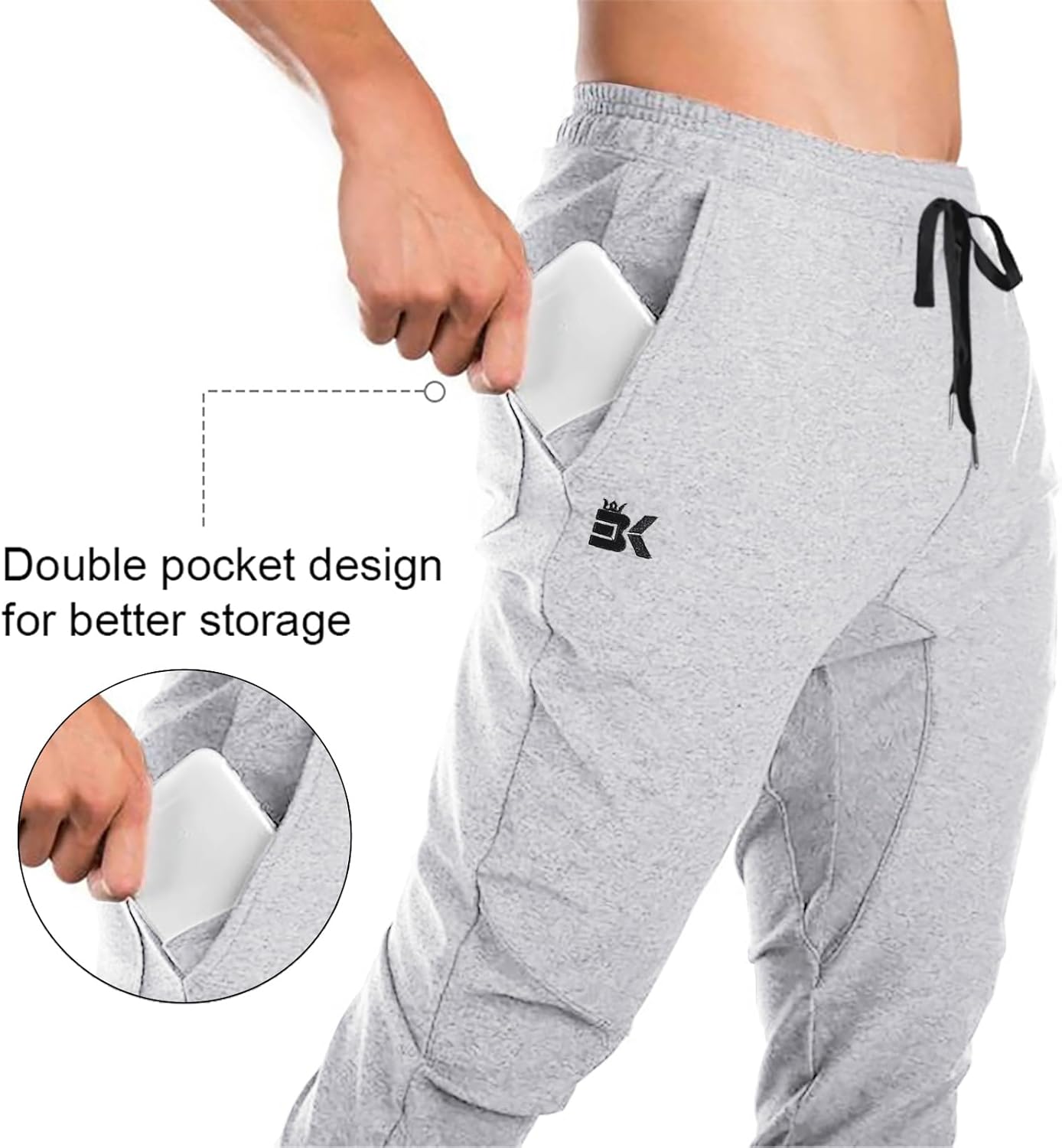 Thumbnail 2 de BROKIG Mens Gym Joggers Sweatpants – Slim Fit Tracksuit Bottoms with Double Pockets
