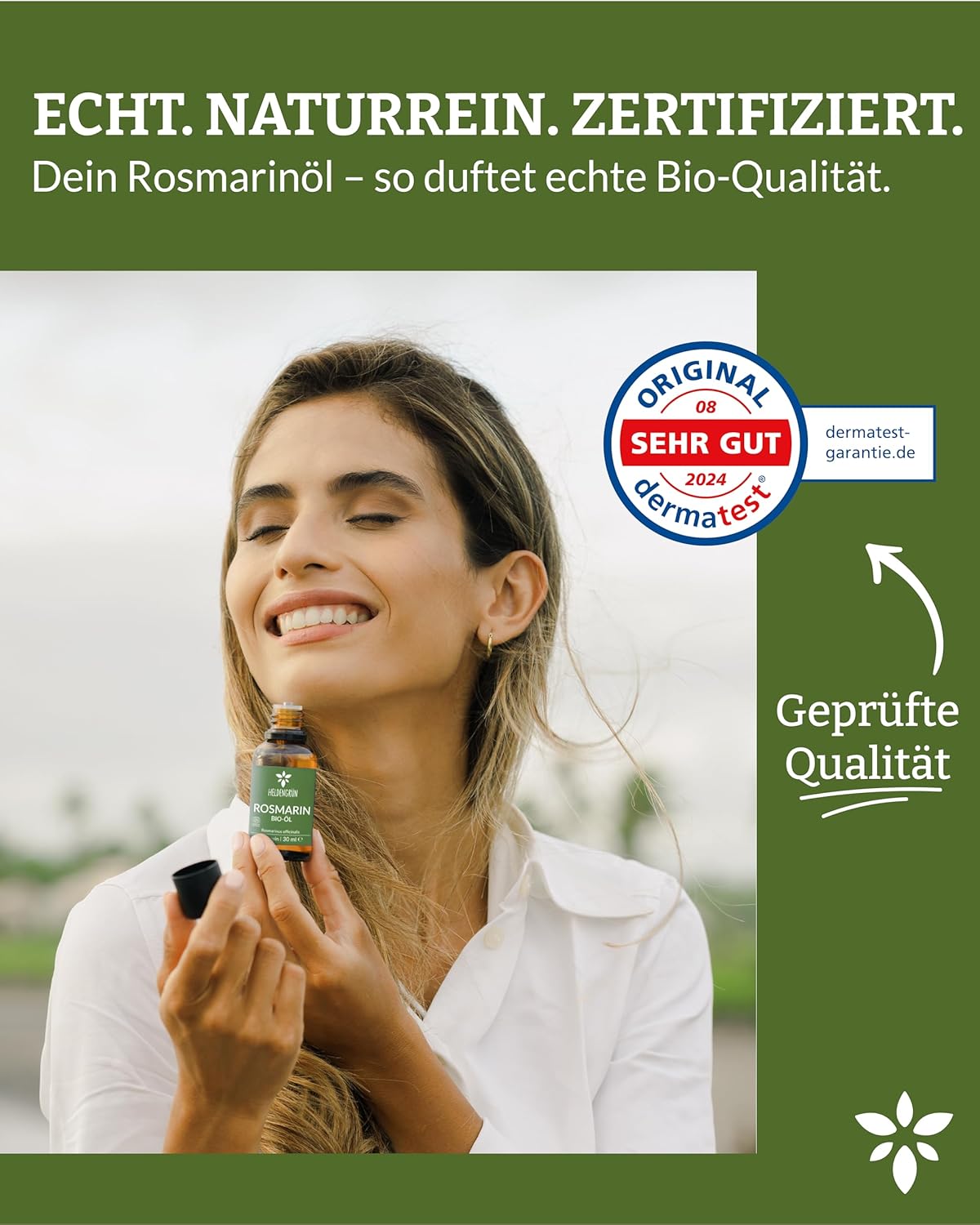 Detalle 2 de Heldengrün BIO Rosmarinöl 100 ml – Haaröl
