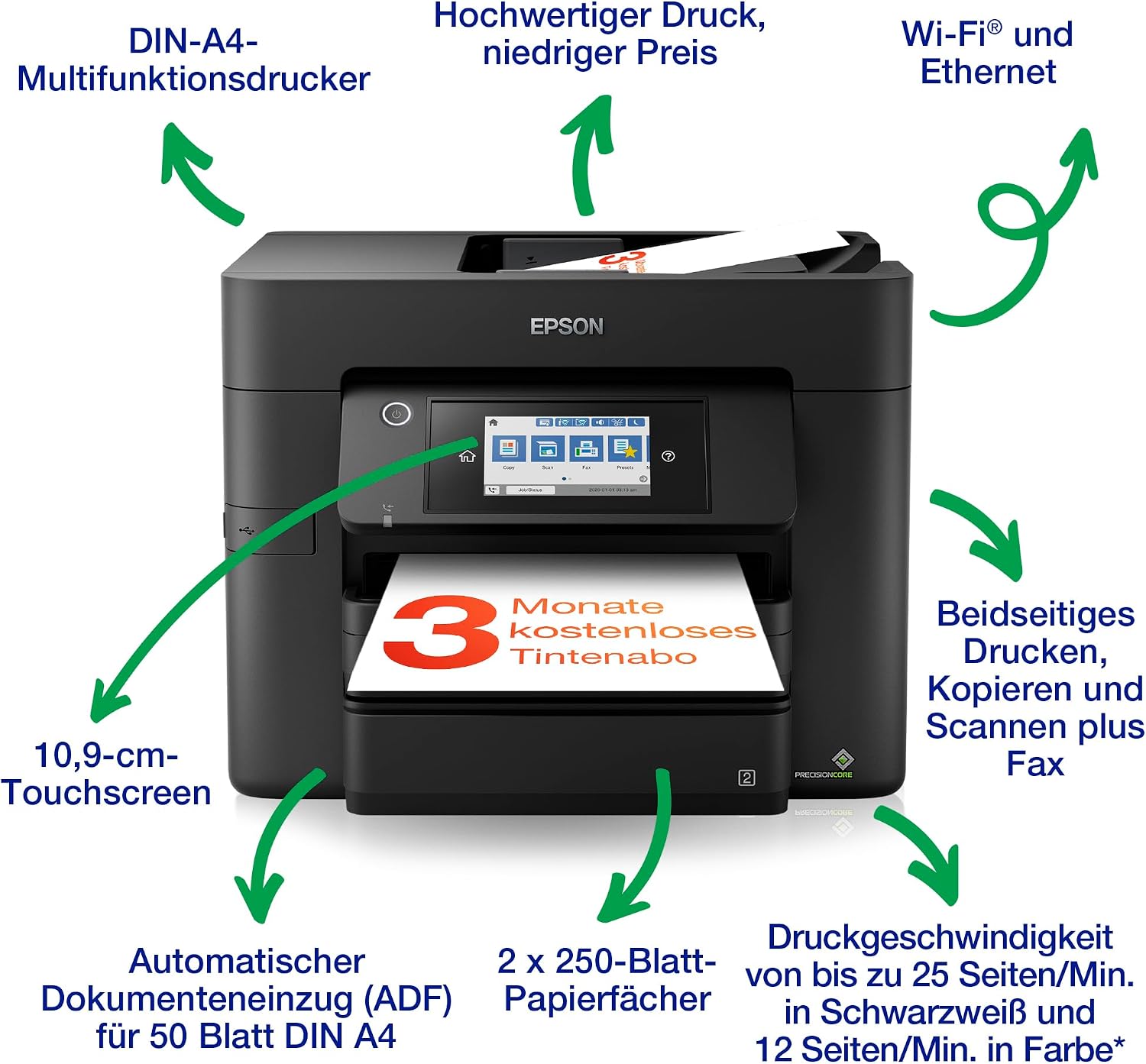 Detalle 2 de Epson WorkForce Pro WF-4830DTWF Multifunktionsdrucker ⨁