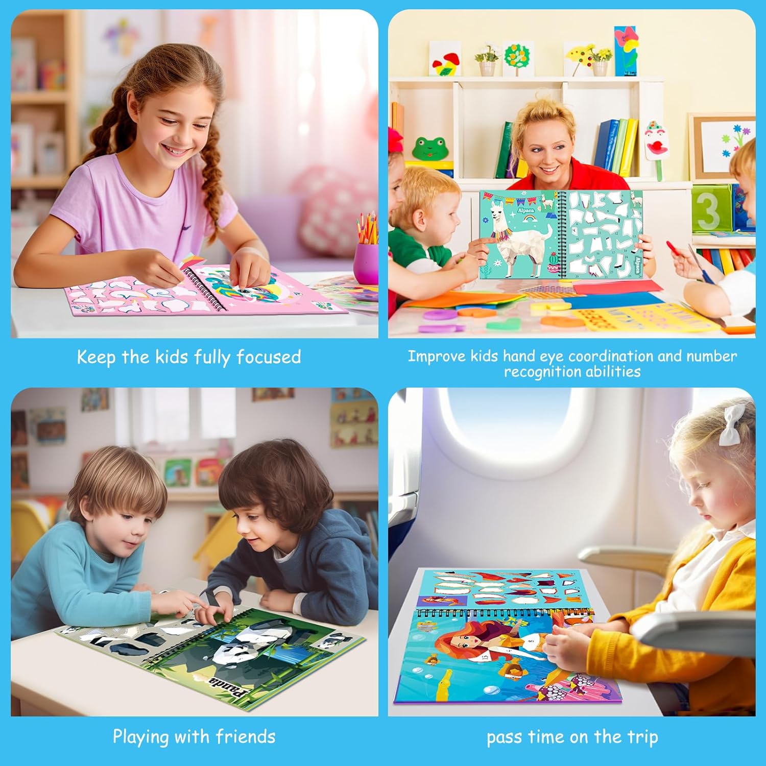 Thumbnail 5 de Homicozy 3-Pack Sticker Paint Books for Kids (Ages 4-8): Unicorn, Mermaid & Animal Designs