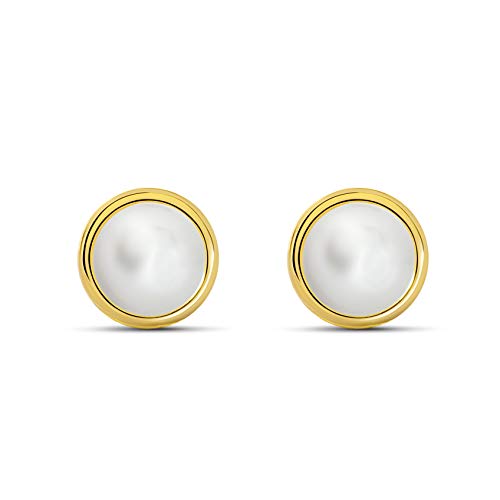 Detalle 2 de Orecchini Miore da donna con perle d'acqua dolce bianche in oro giallo 9K (375) – chiusura al lobo