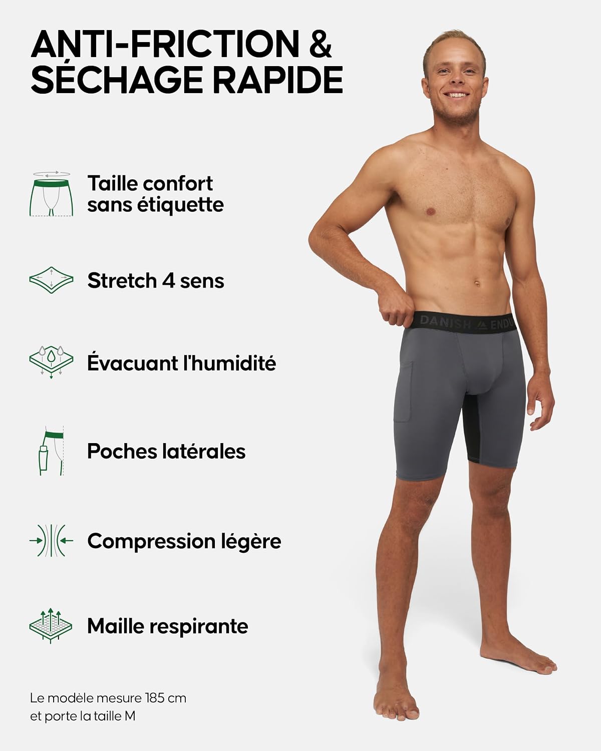 Detalle 2 de Danish Endurance shorts de compression, 2 unités