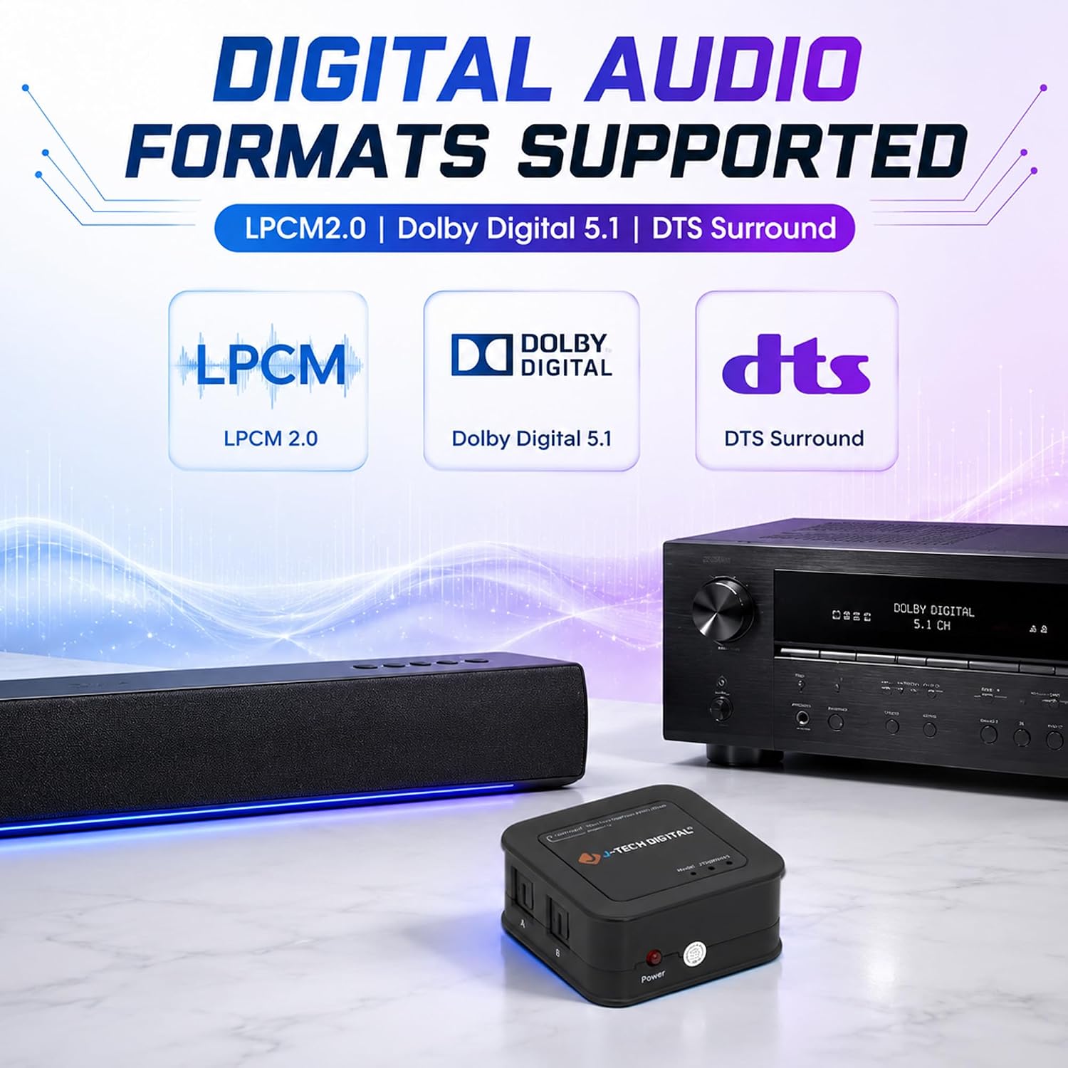 Detalle de J-Tech Digital Toslink Optical Splitter 1x3 (JTD-SP0103)