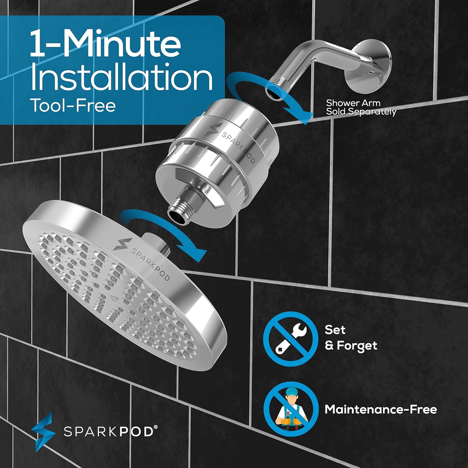 Thumbnail 4 de SparkPod Filtered Shower Head, 6-Inch Round