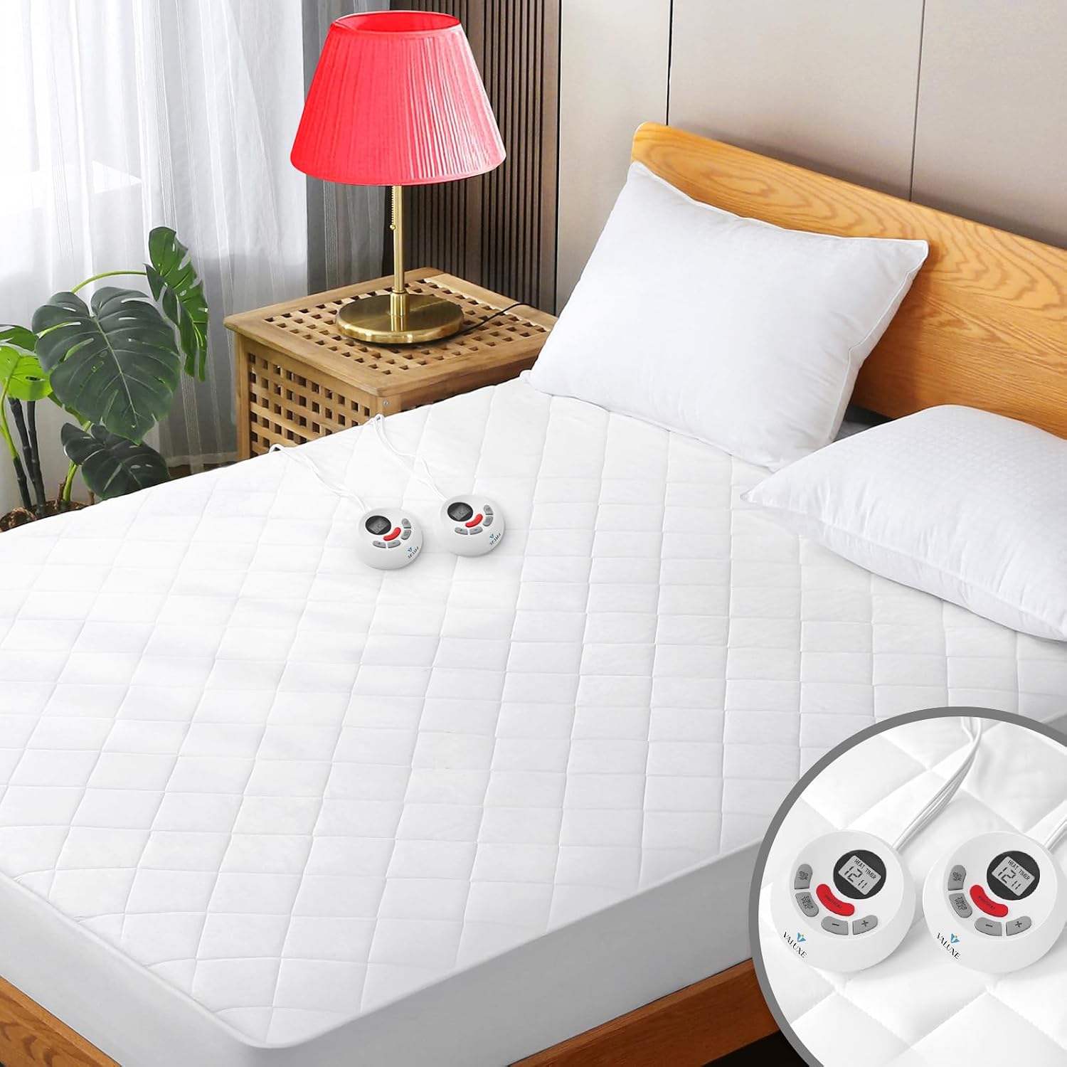 Detalle de VALUXE King Heated Mattress Pad, Quilted, 12 Heat Settings