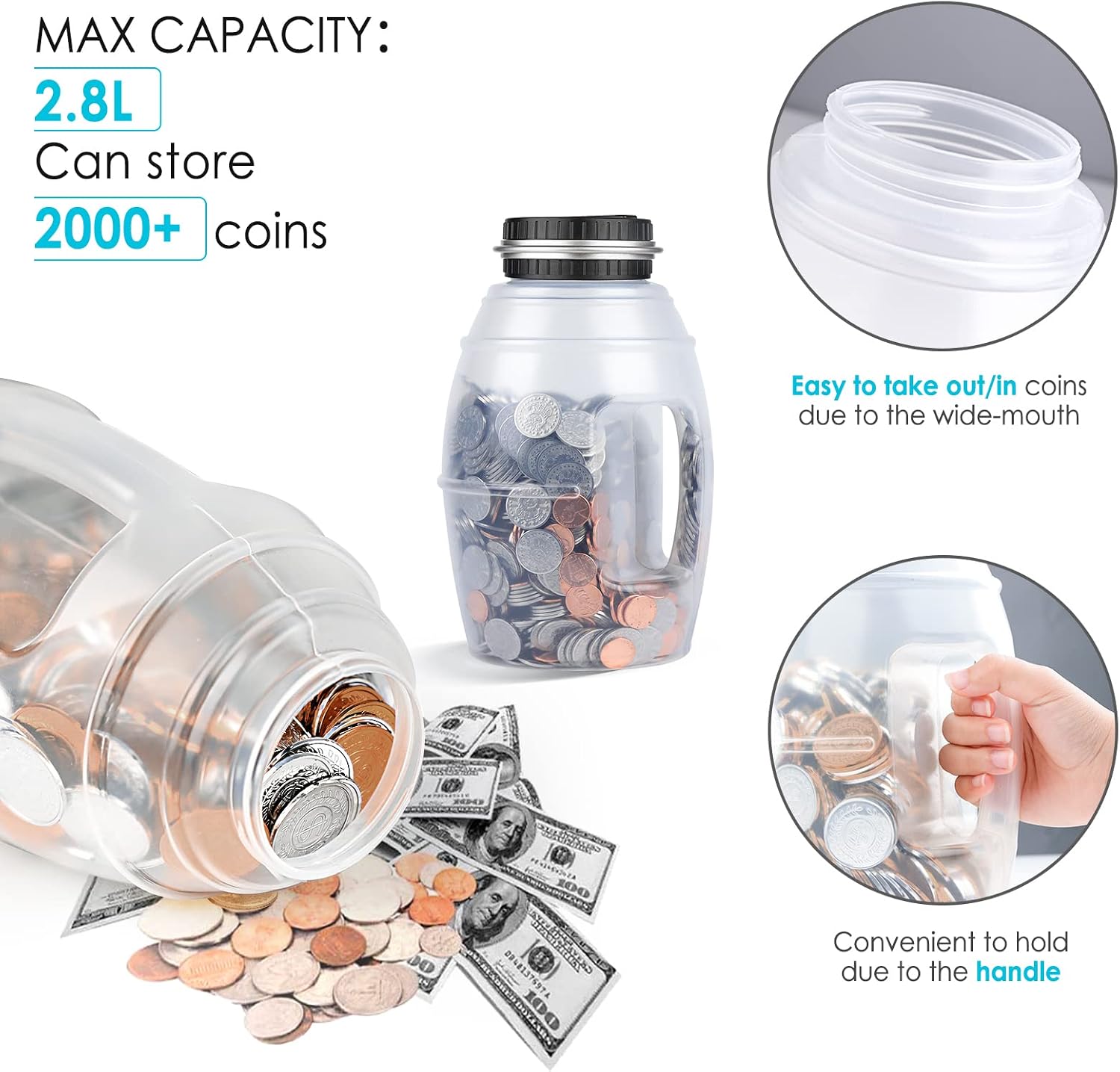 Detalle de Vcertcpl Digital Coin Bank, 2.8L Capacity