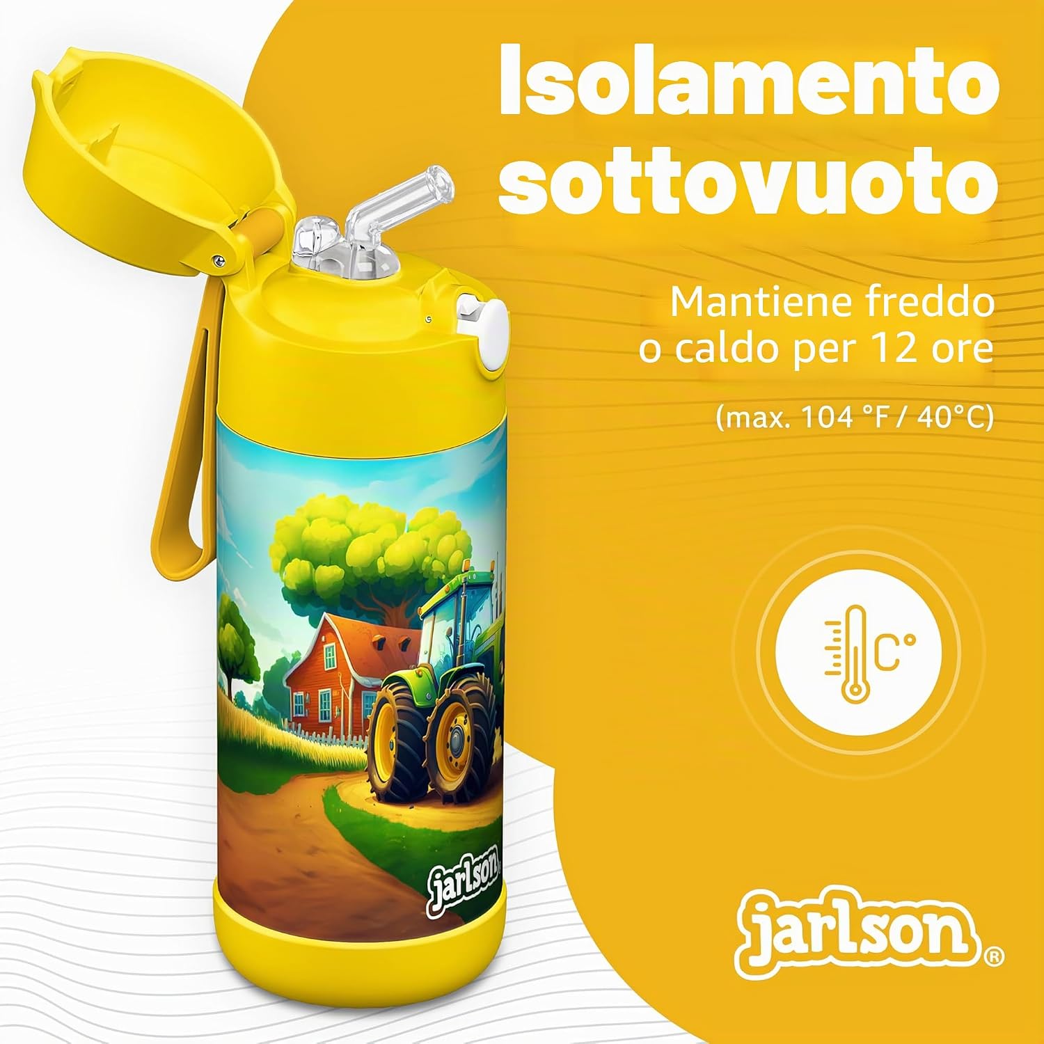 Thumbnail 1 de Jarlson Borraccia Termica Bambini 350ml CHARLI con Cannuccia – Perfetta per Scuola, Sport e Viaggi