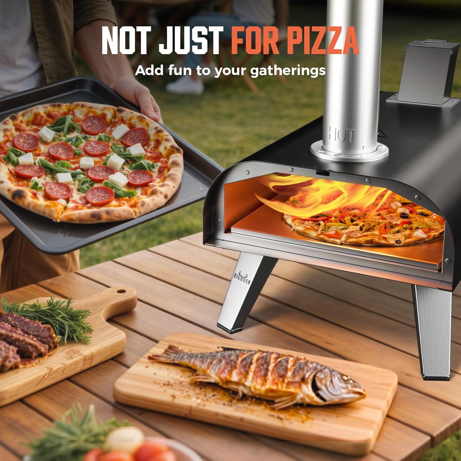 Thumbnail 6 de BIG HORN OUTDOORS Wood Pellet Pizza Oven 12” (Black) – Portable outdoor pizza grill