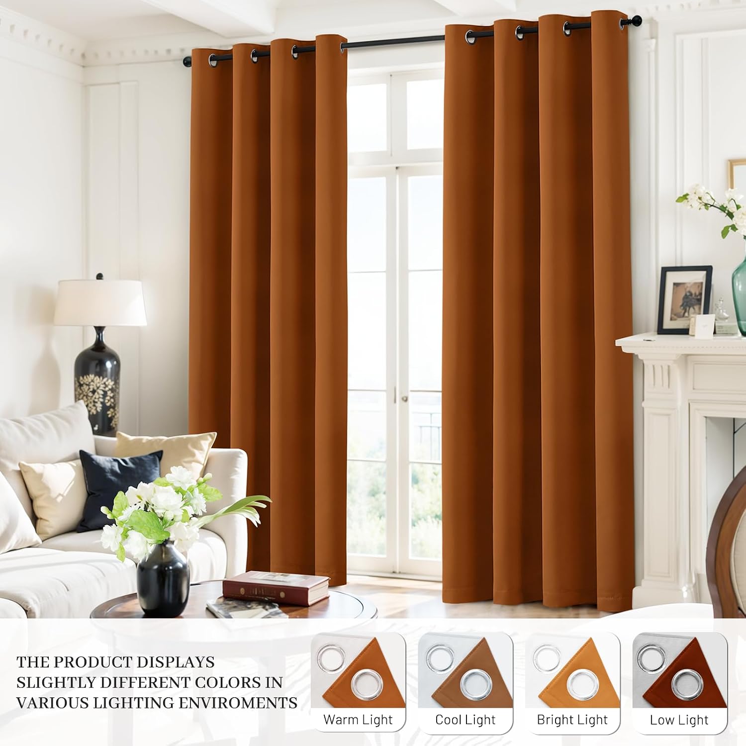 Detalle 2 de Yakamok Room Darkening 100% Blackout Curtains (Set of 2) 52" x 84" with Grommets