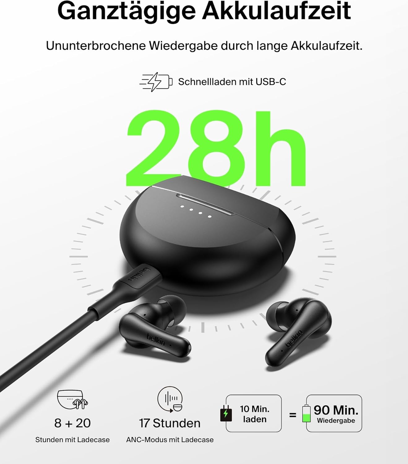 Thumbnail 2 de Belkin SoundForm Rhythm ANC True Wireless In Ear: kabellose Hörgenuss mit ANC, Multi-Point und IPX5