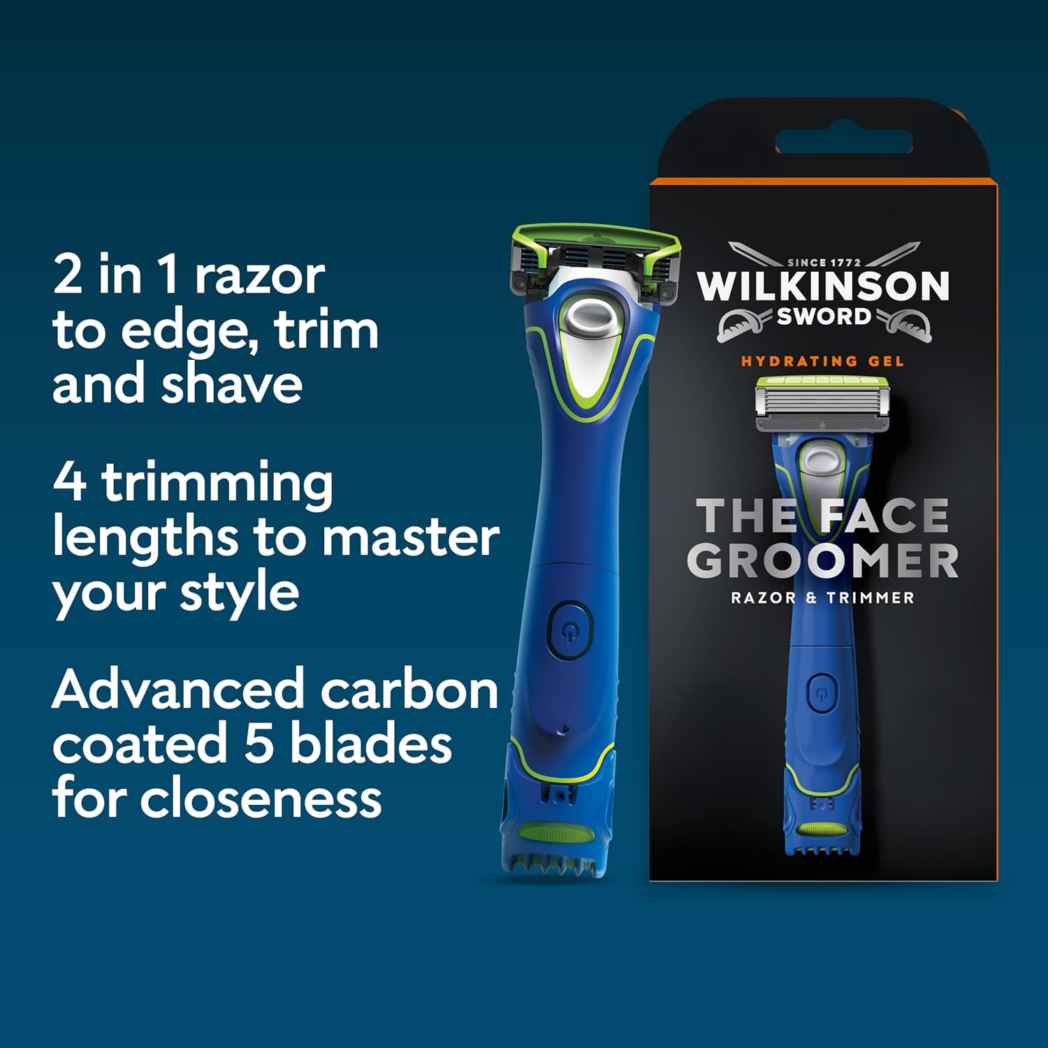 Detalle de Wilkinson Sword The Face Groomer: 2-in-1 Shaver and Beard Trimmer with 4 Trimming Lengths