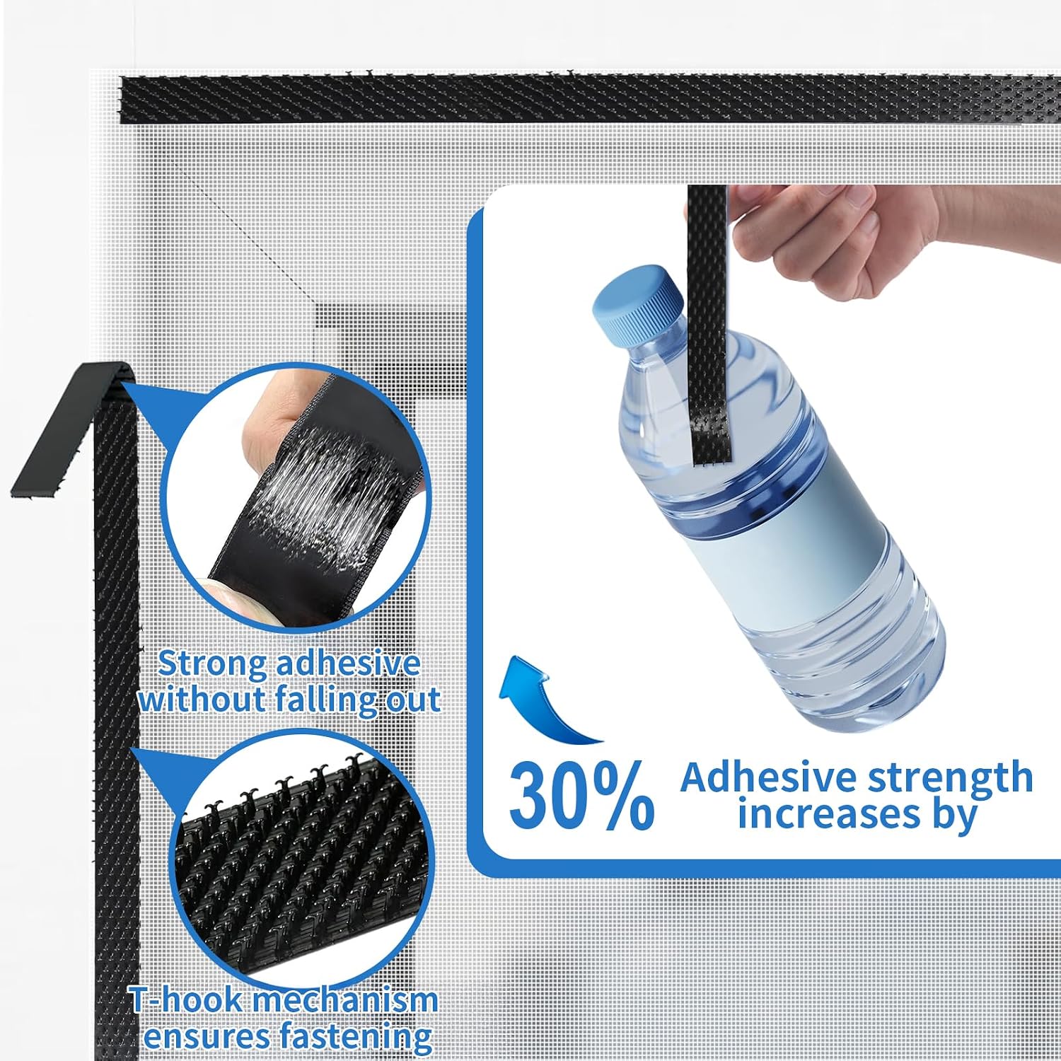 Detalle 2 de BKSAI adjustable window bug net with zip opening to keep flies and mosquitoes out