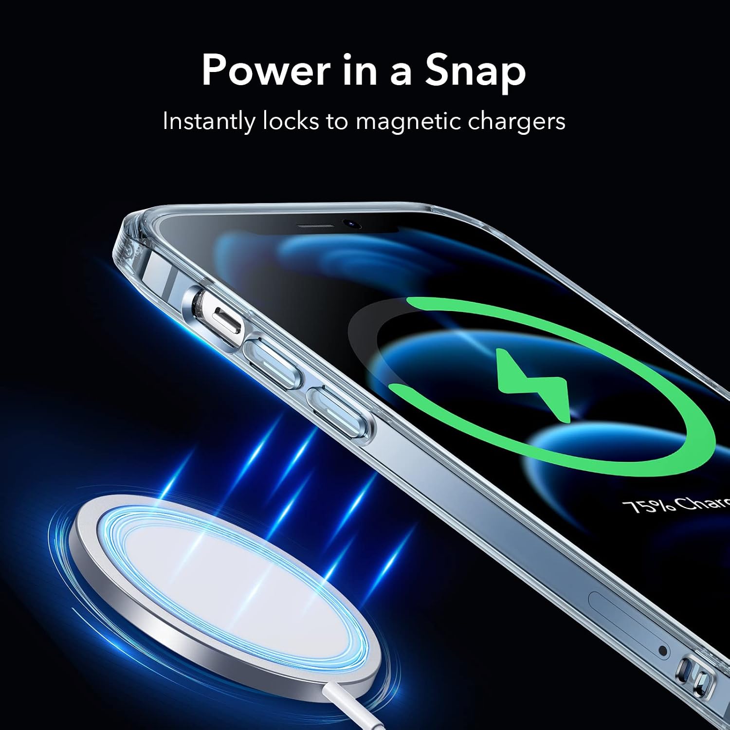 Detalle de ESR iPhone 12 Pro Max Case with MagSafe Blue 💼